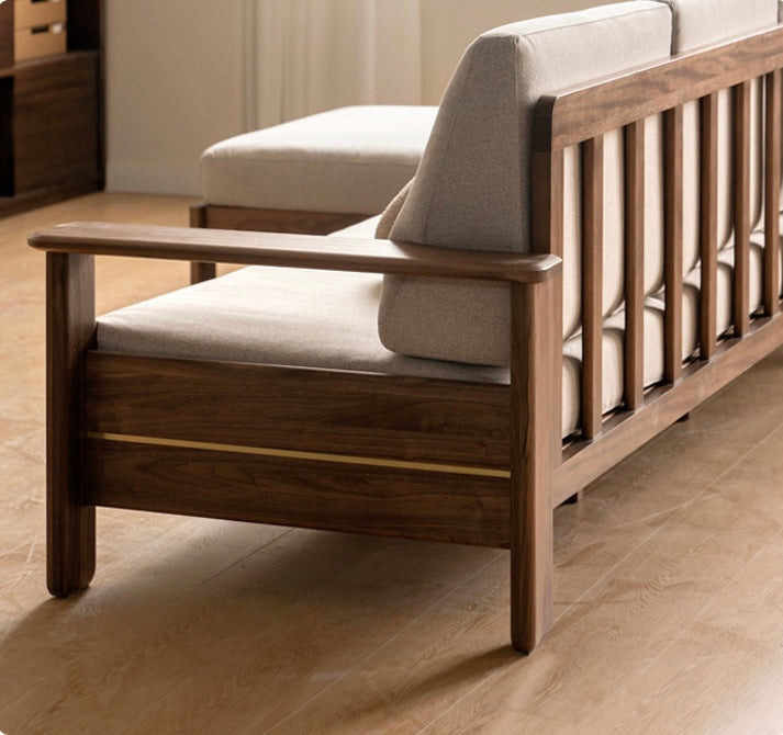 Black walnut solid wood Nordic large-sized high-back sofa"