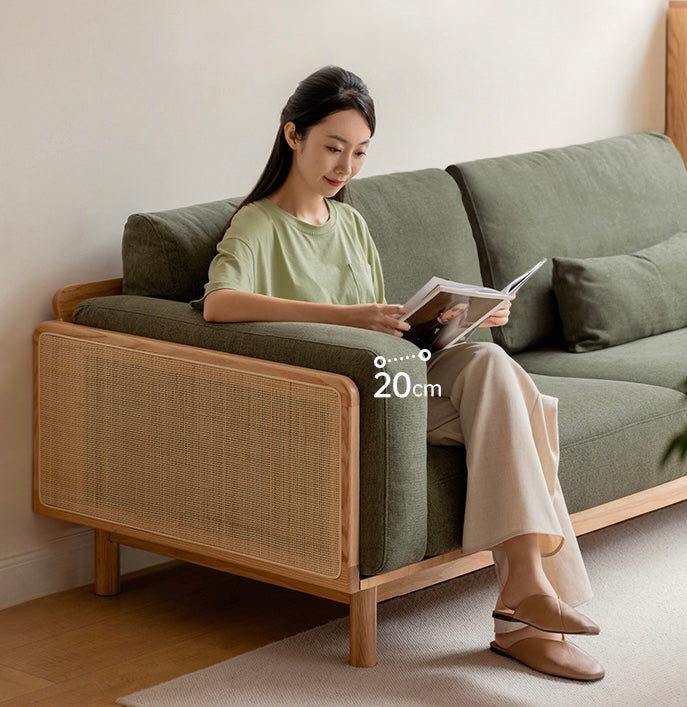 Rattan Oak Solid wood baby cotton sofa-