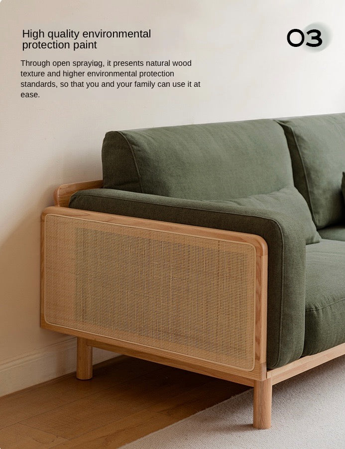Rattan Oak Solid wood baby cotton sofa-