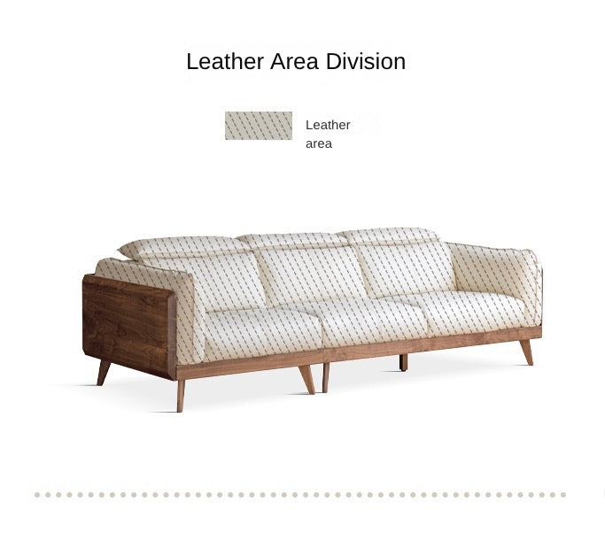 Black Walnut Solid Wood Genuine Leather Down Sofa)