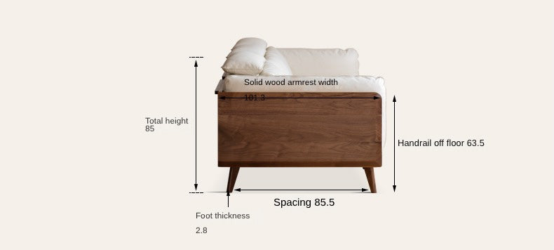 Black Walnut Solid Wood Genuine Leather Down Sofa)