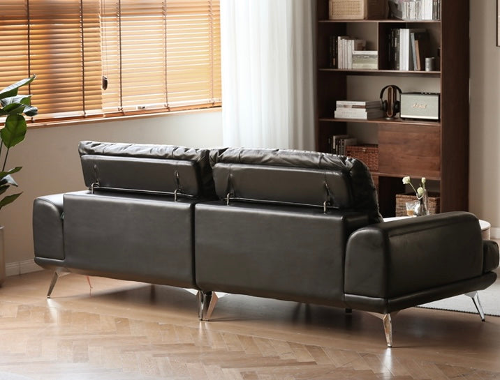 First layer cowhide modern black sofa-