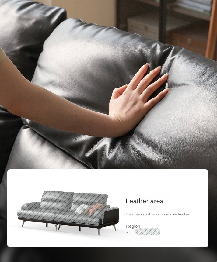 First layer cowhide modern black sofa-