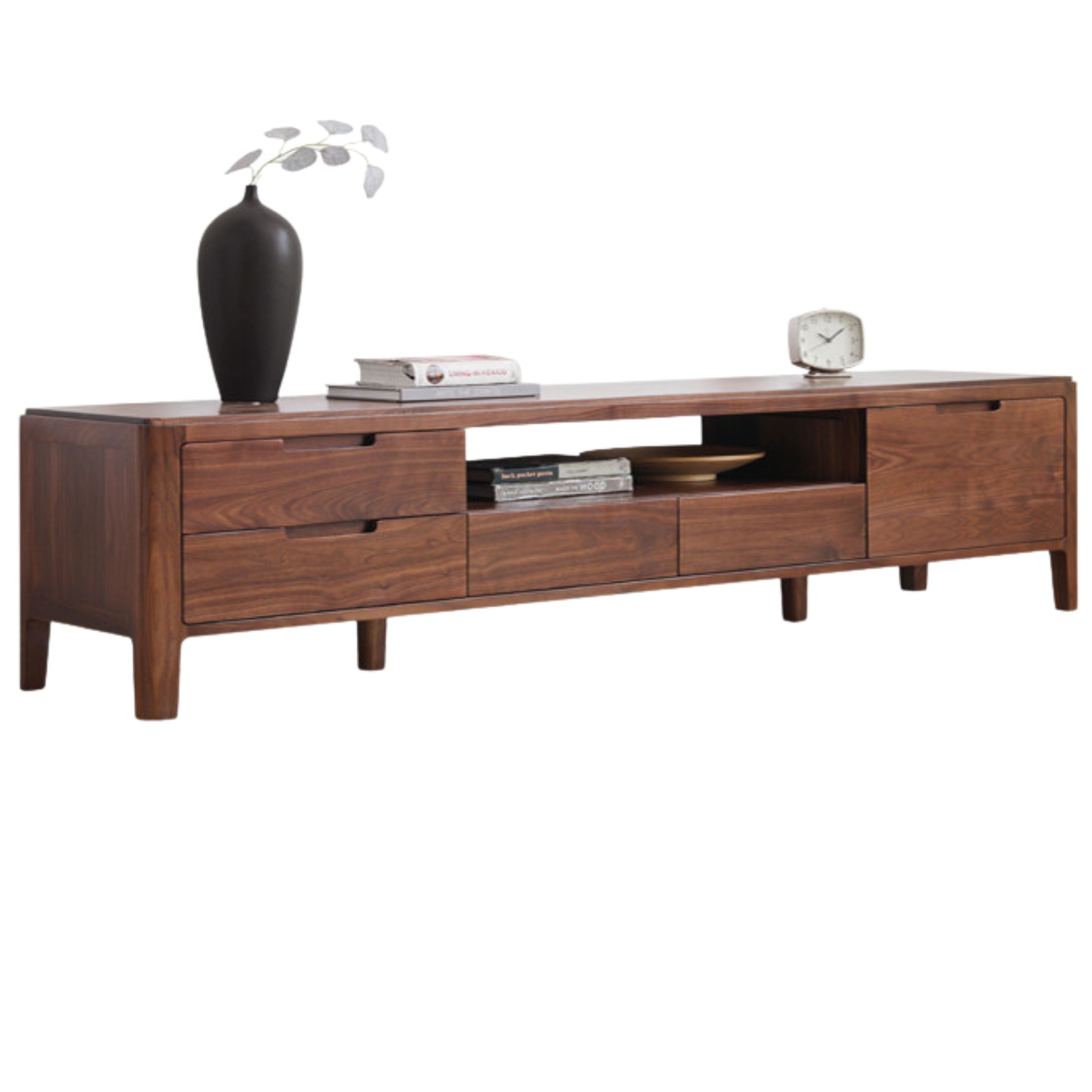 Black Walnut Solid Wood TV Cabinet Large Capacity