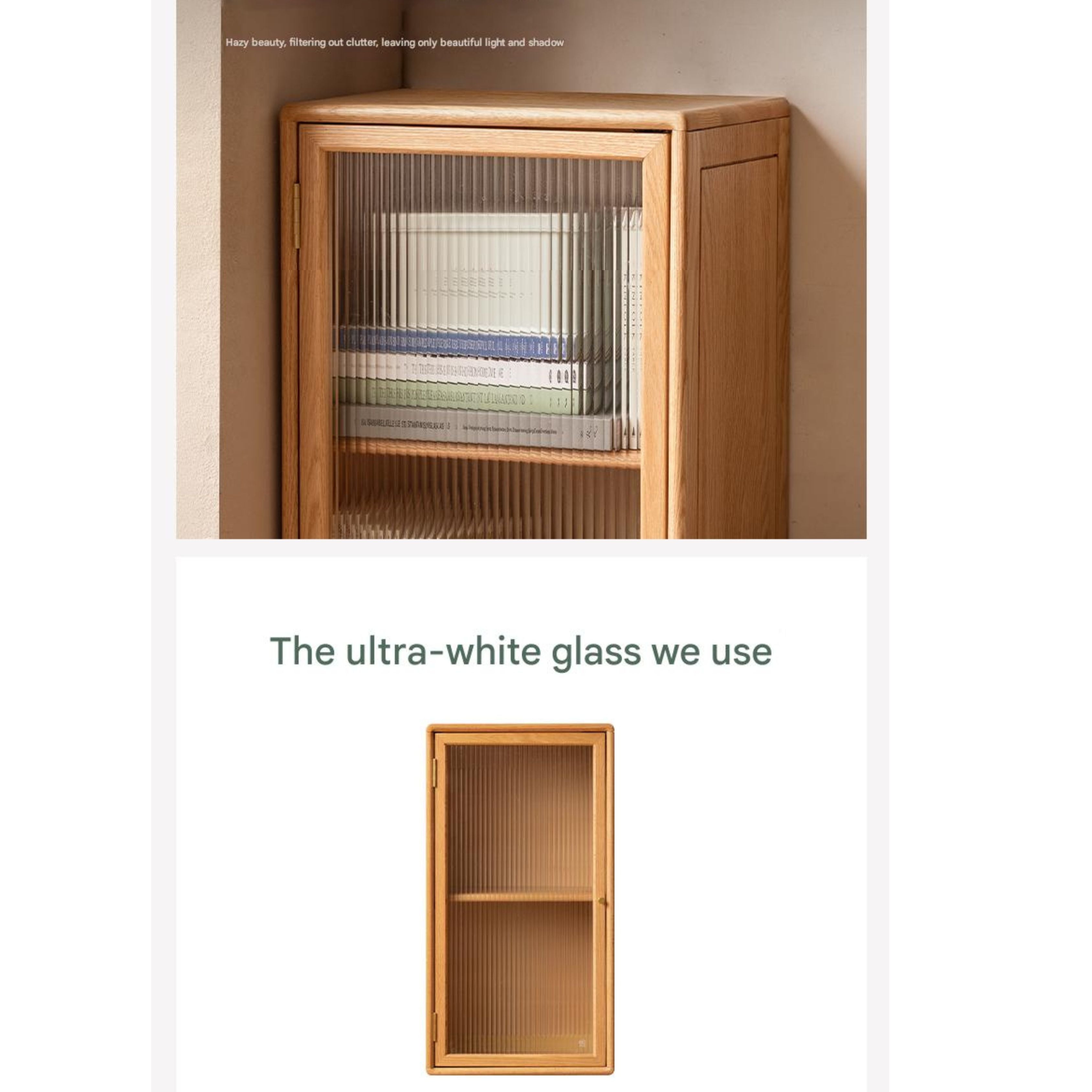 Oak, Beech Solid Wood Side Cabinet, Small Bookcase
