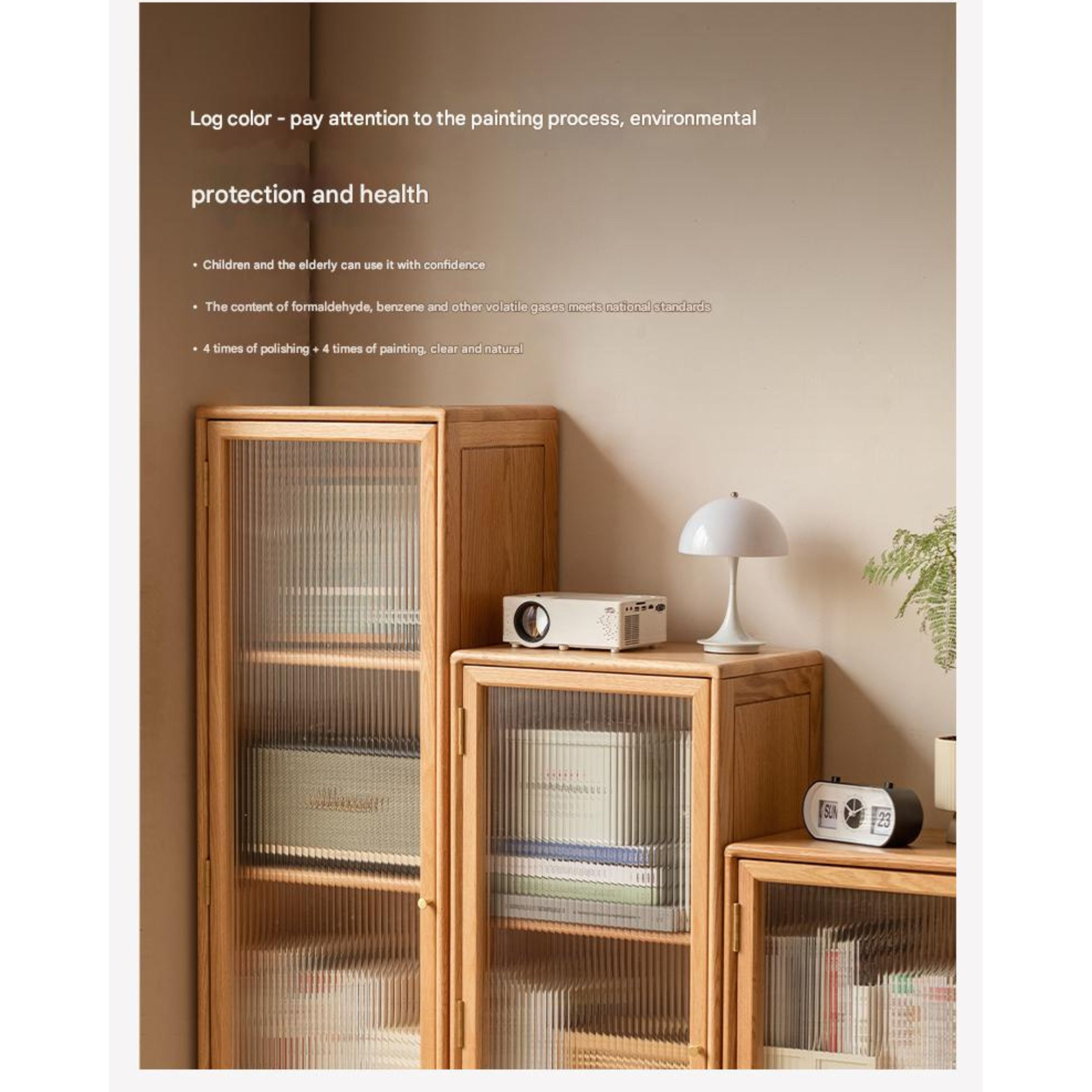 Oak, Beech Solid Wood Side Cabinet, Small Bookcase