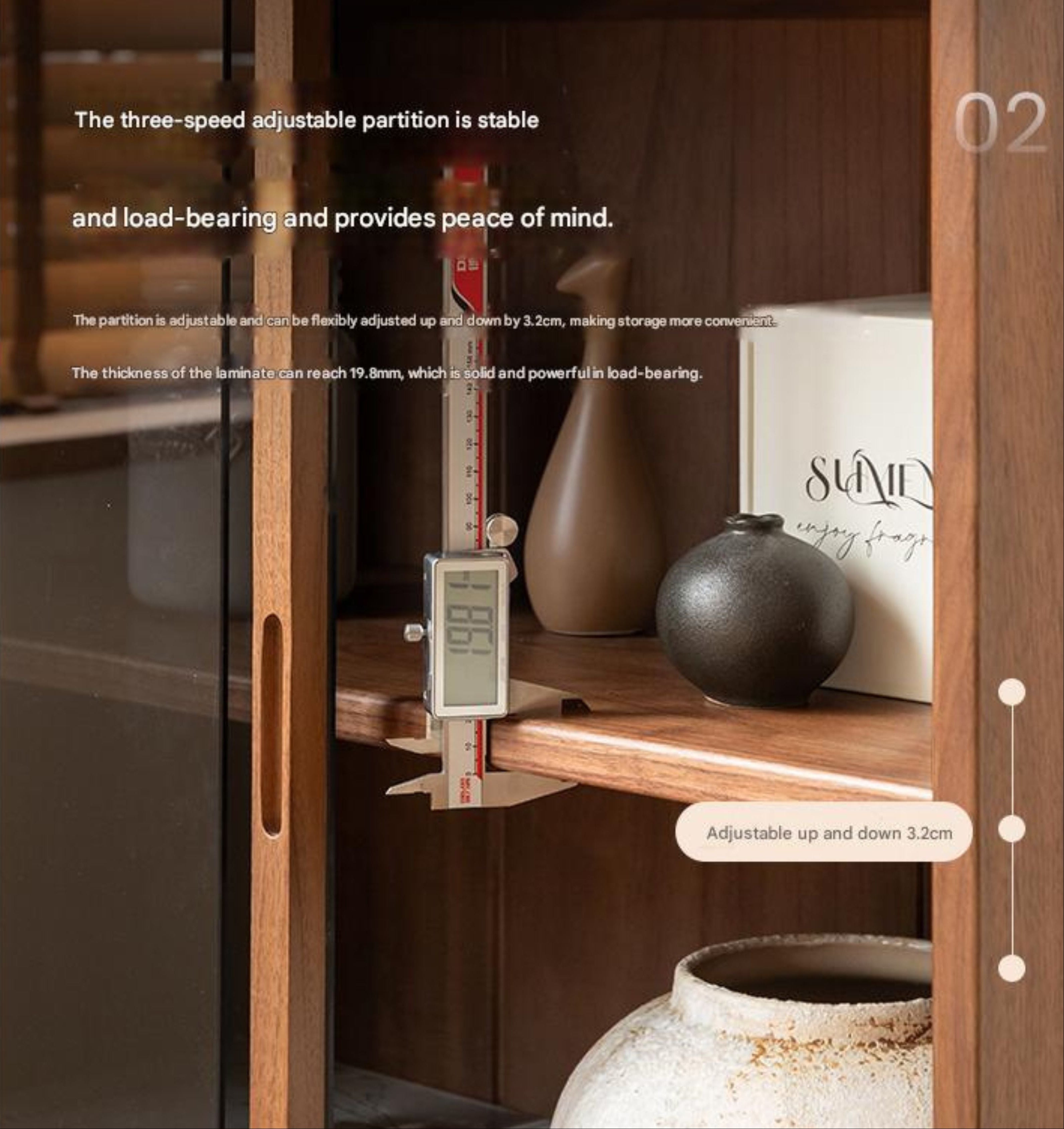 Oak, White oak, Black Walnut Solid Wood Wabi-Sabi Style Floor Side Cabinet.