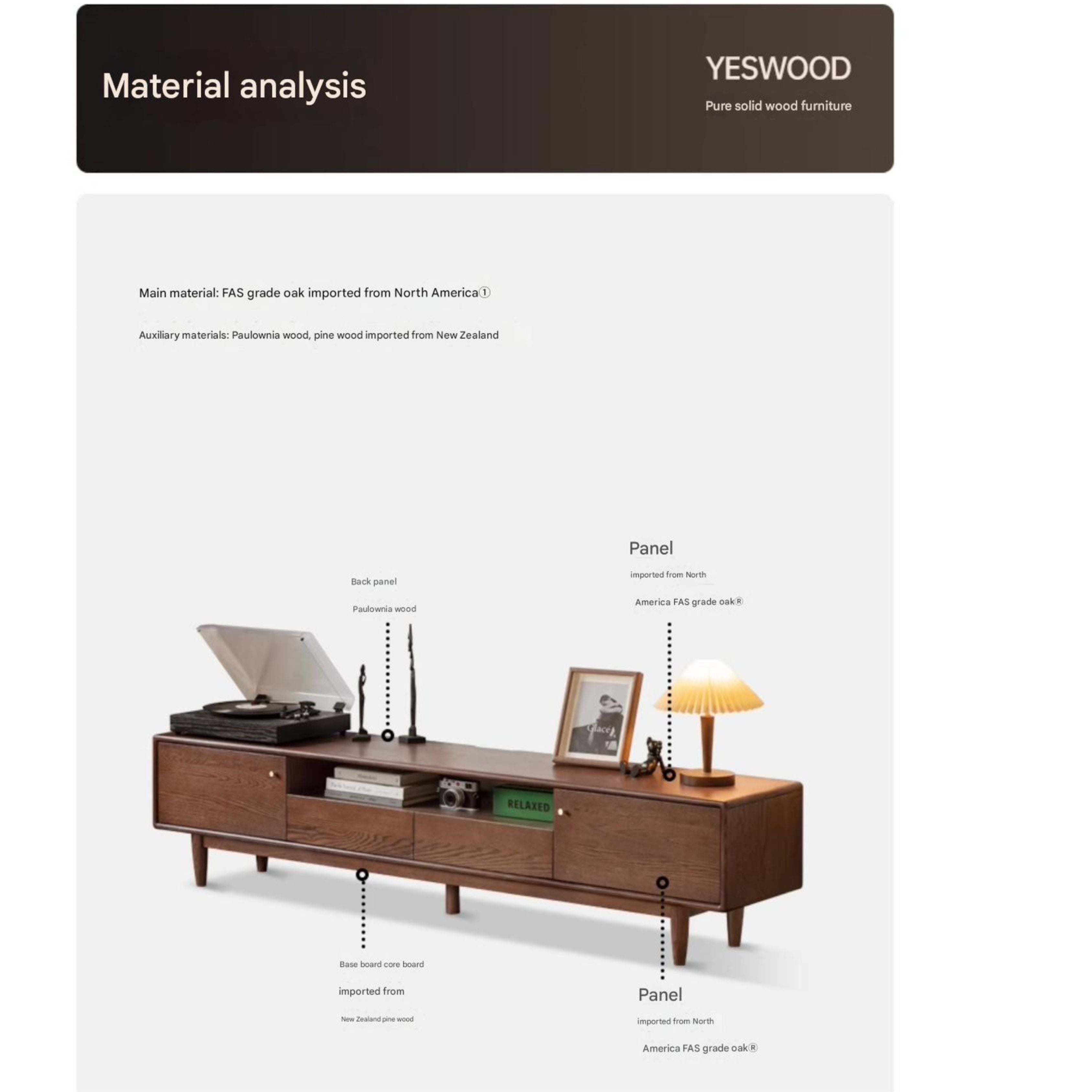 Oak Solid Wood TV Stand