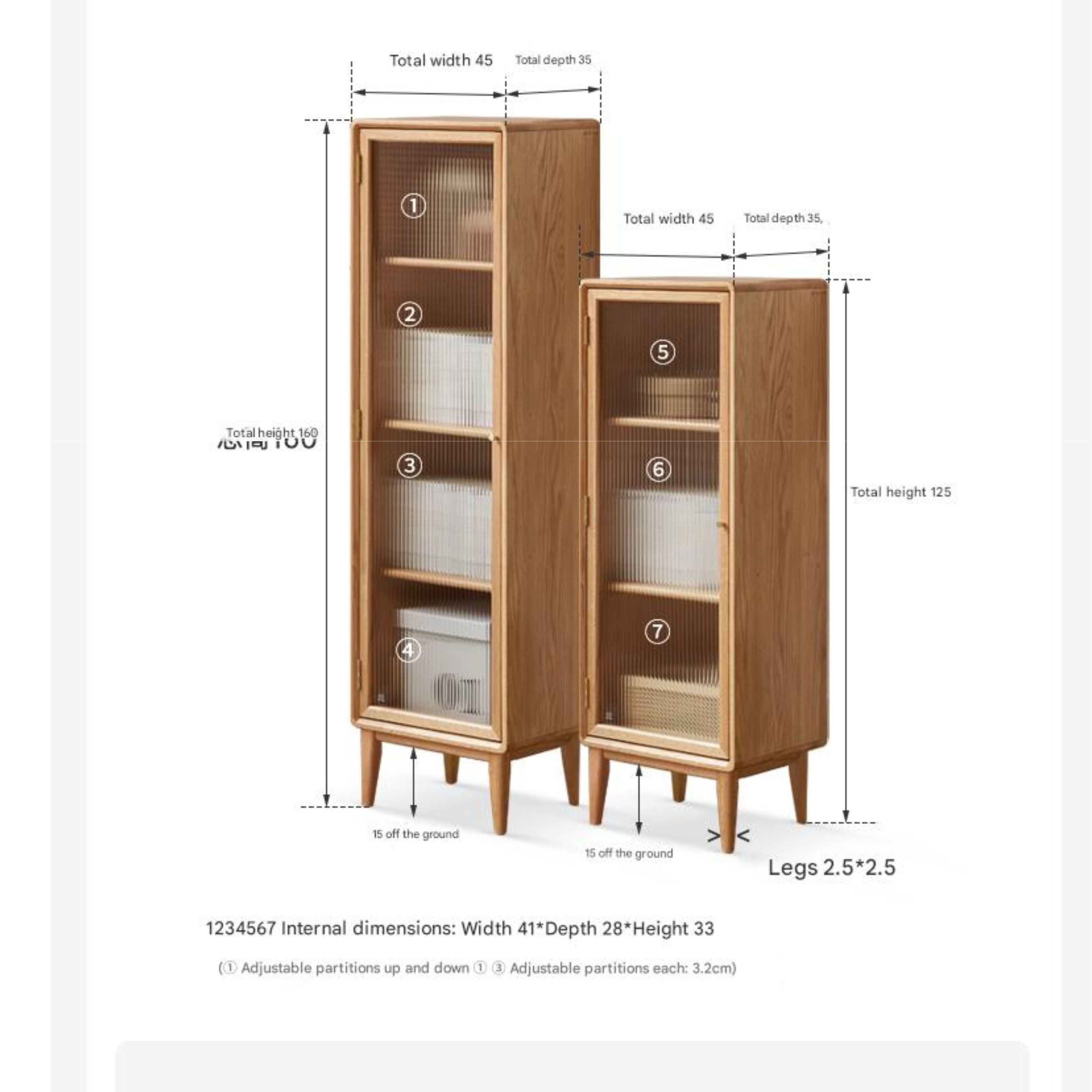 Oak, Beech Solid Wood Side Cabinet, Small Bookcase