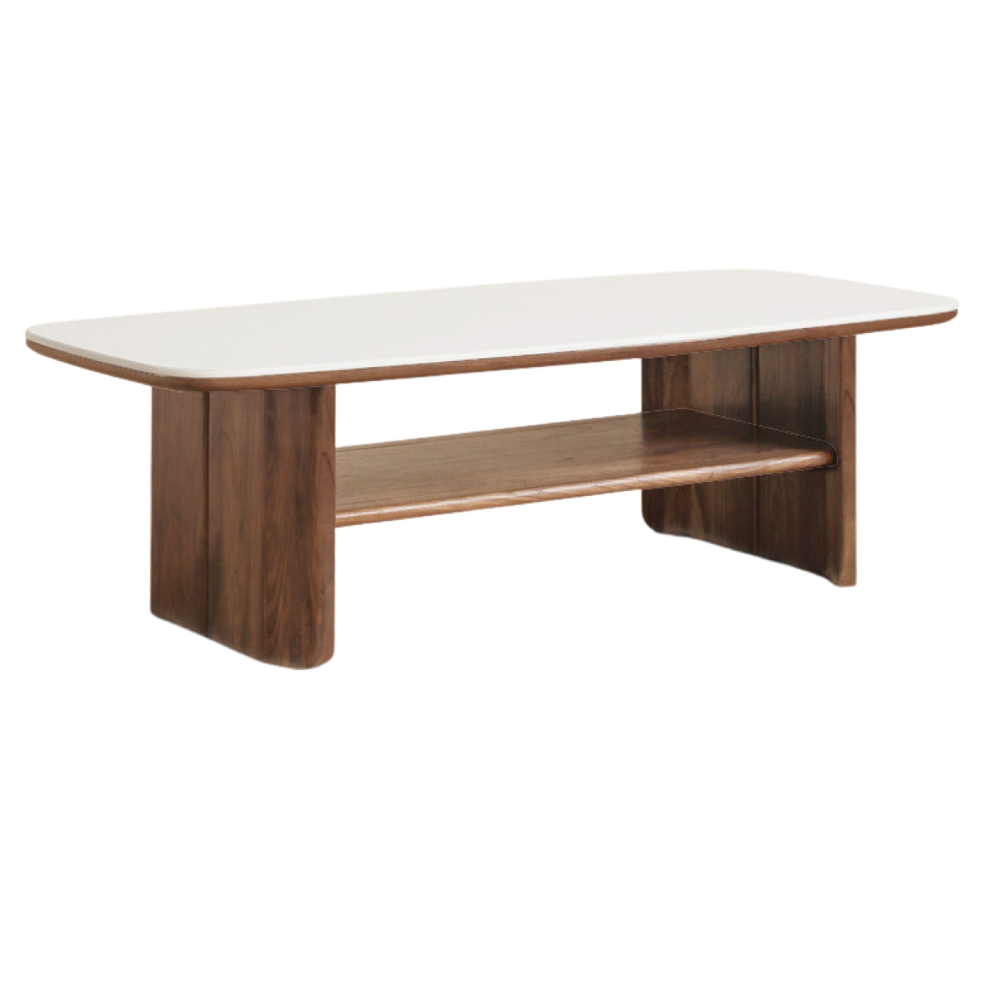 Rubber, Black Walnut, Сherry Solid Wood Rock Plate Coffee Table