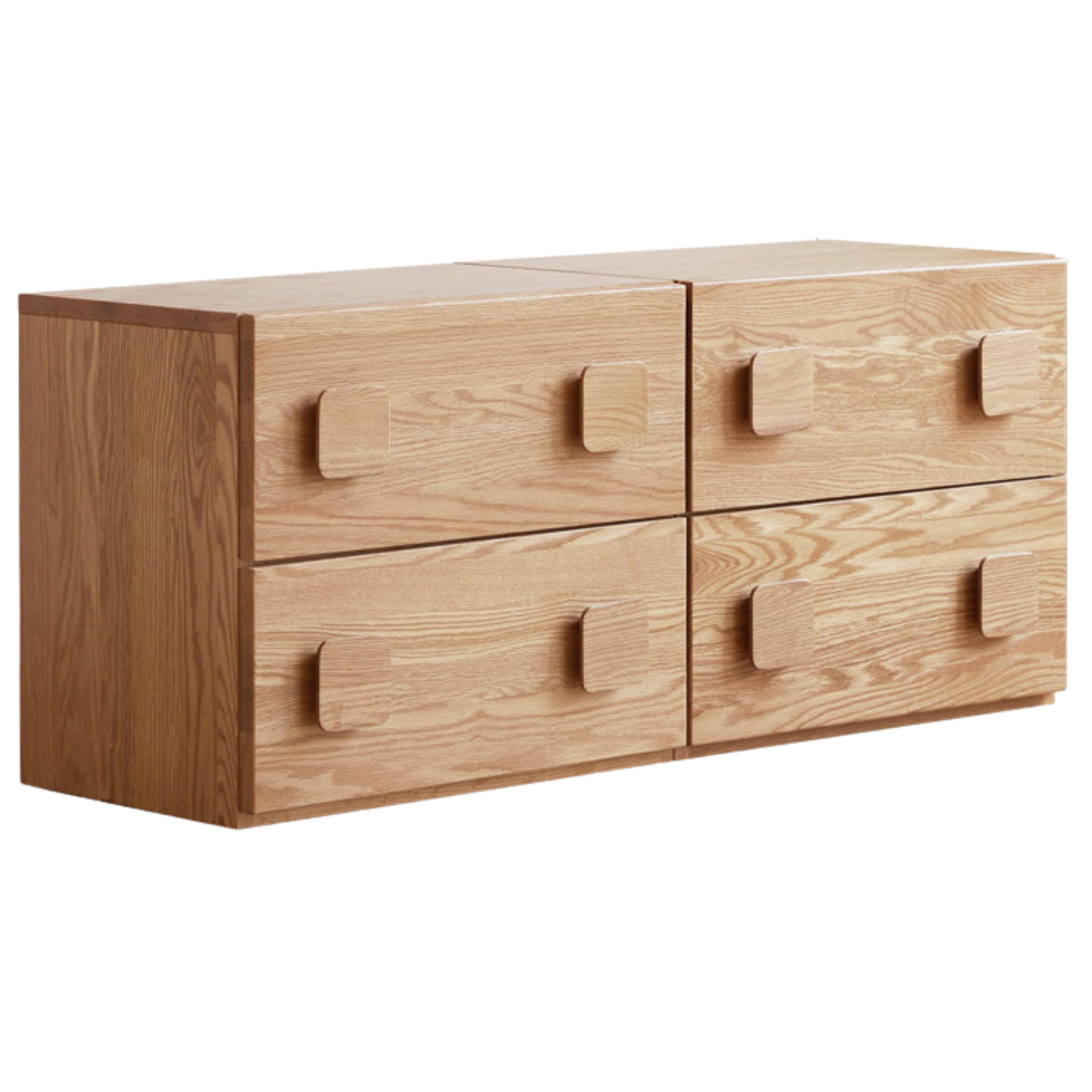 Poplar, Black Walnut, Oak Solid Wood Retro Module Combination TV Cabinet