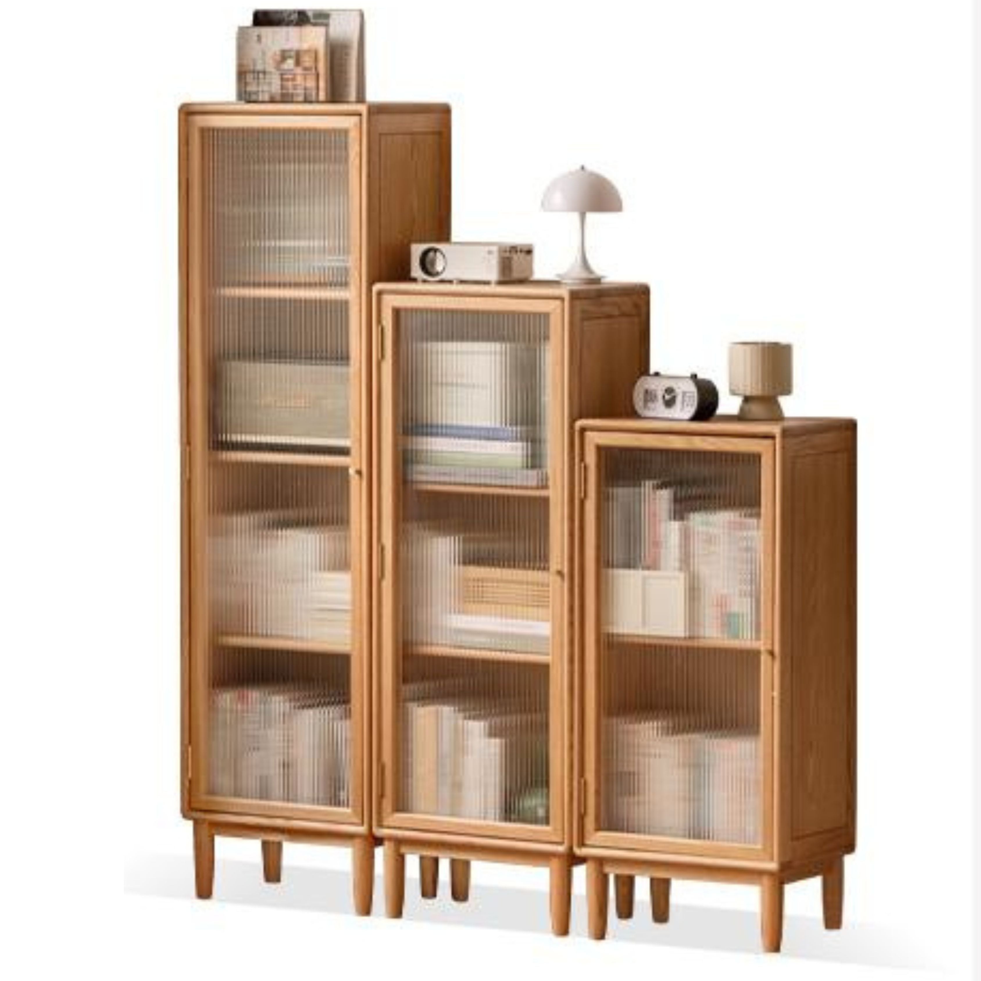 Oak, Beech Solid Wood Side Cabinet, Small Bookcase