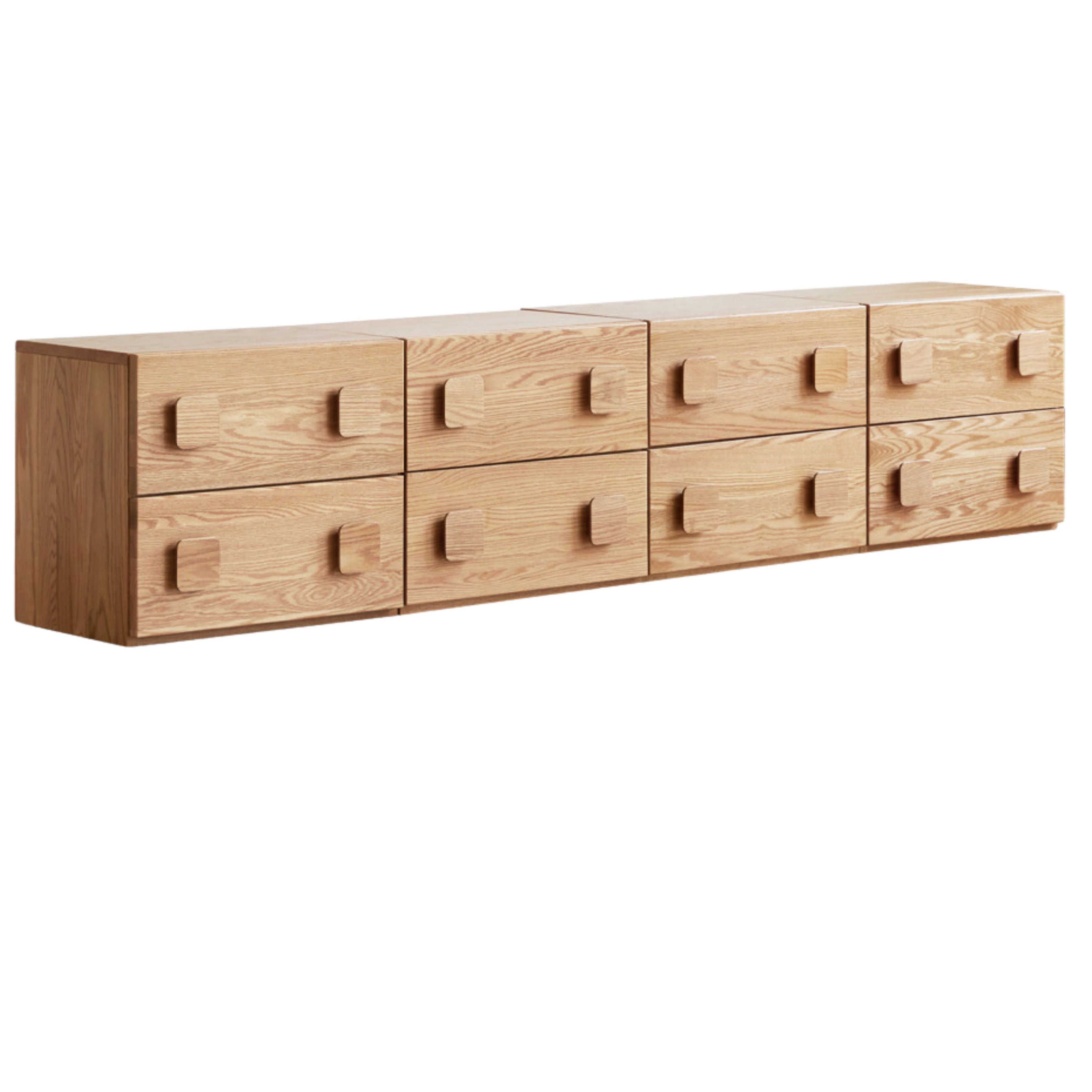 Poplar, Black Walnut, Oak Solid Wood Retro Module Combination TV Cabinet