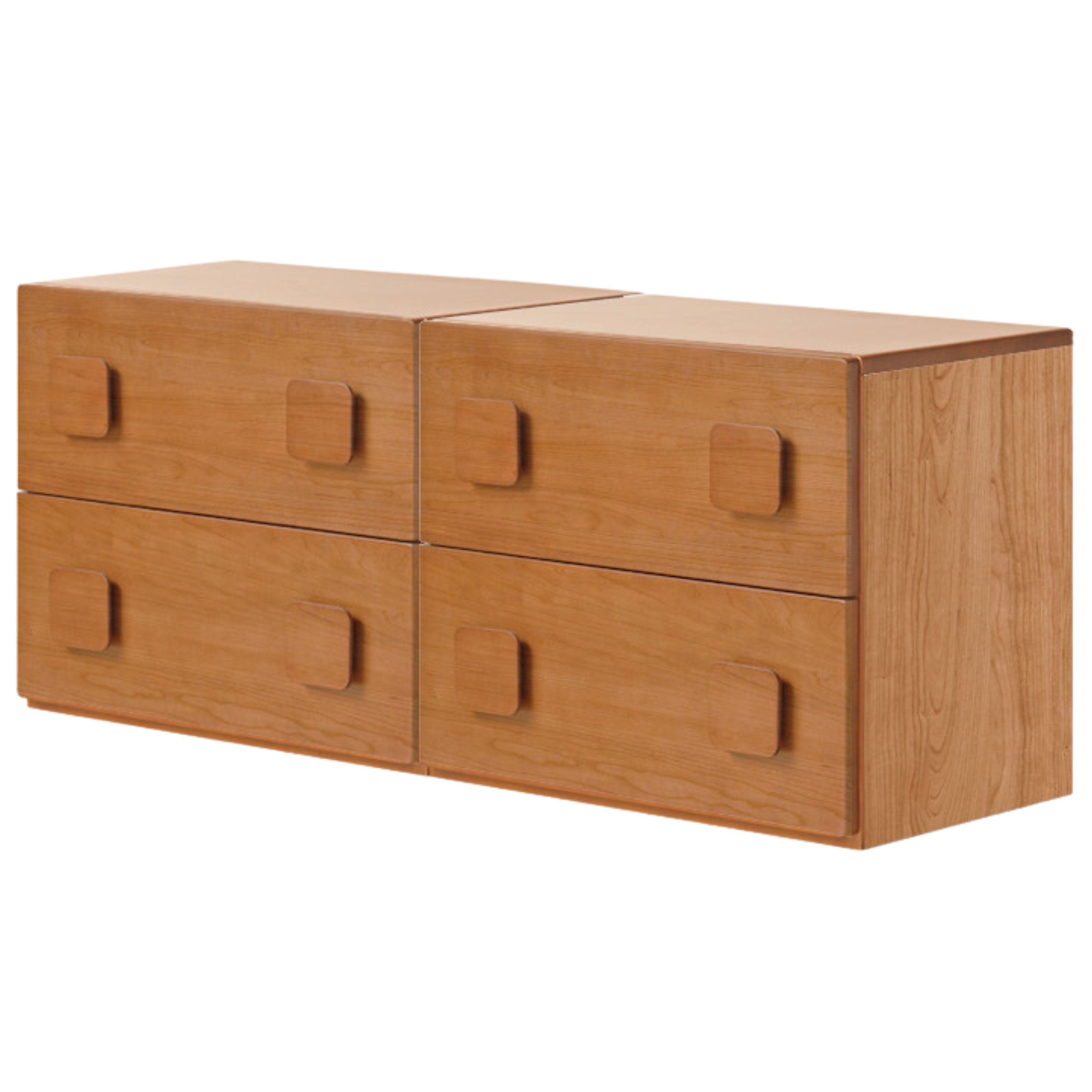 Poplar, Black Walnut, Oak Solid Wood Retro Module Combination TV Cabinet