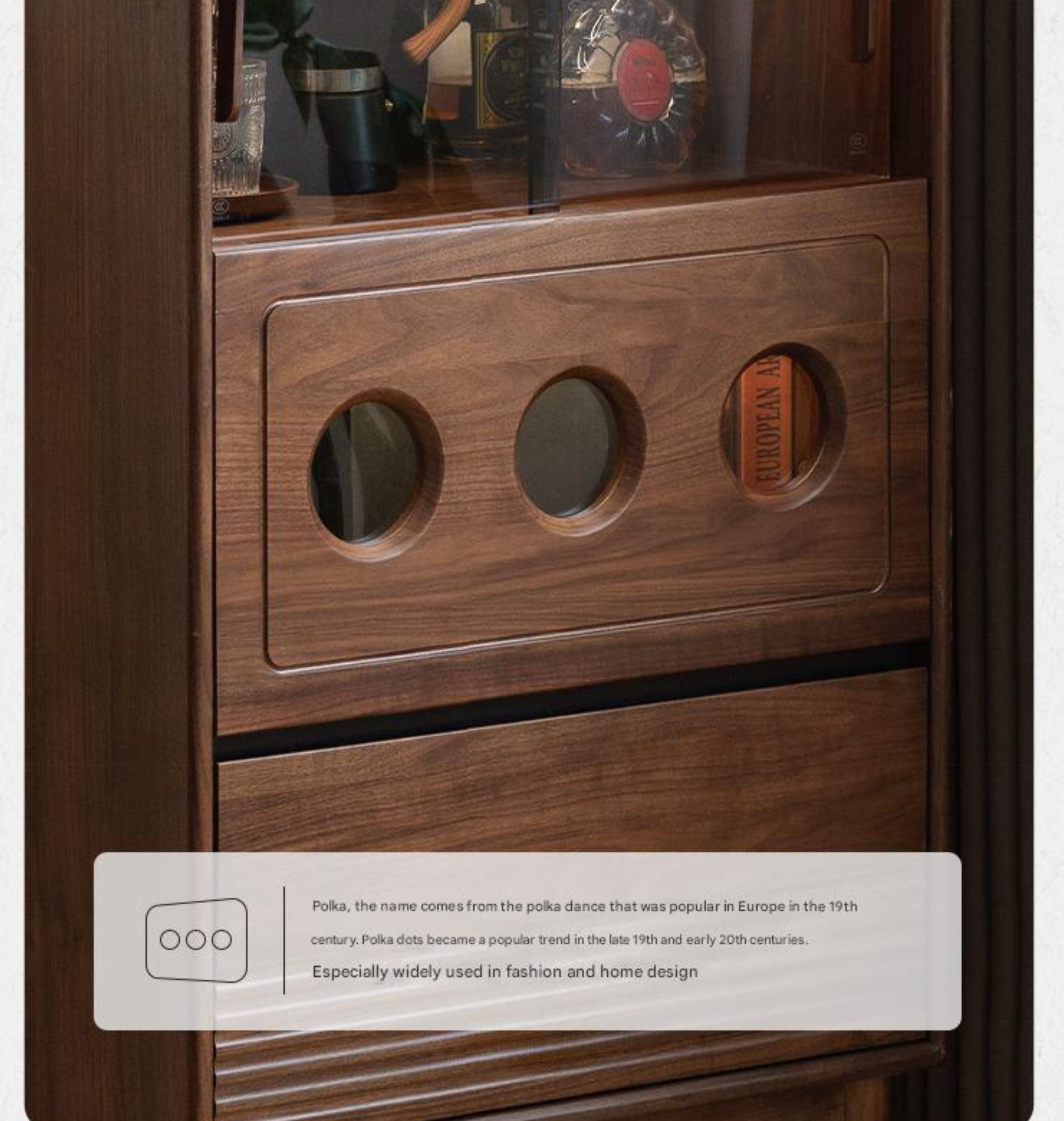 Black Walnut, Golden Sandalwood Solid Wood Antique Locker Retro Side Cabinet.