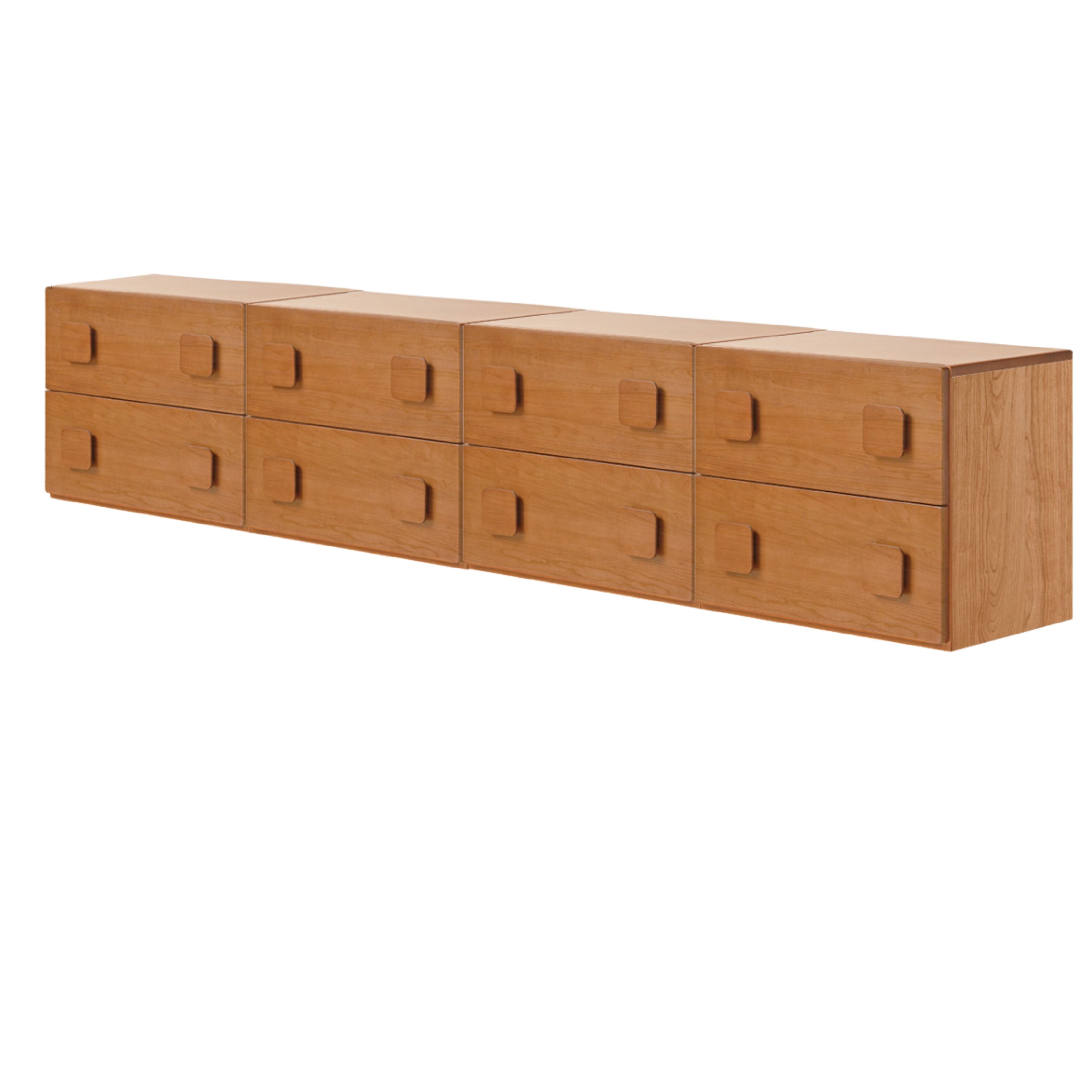Poplar, Black Walnut, Oak Solid Wood Retro Module Combination TV Cabinet