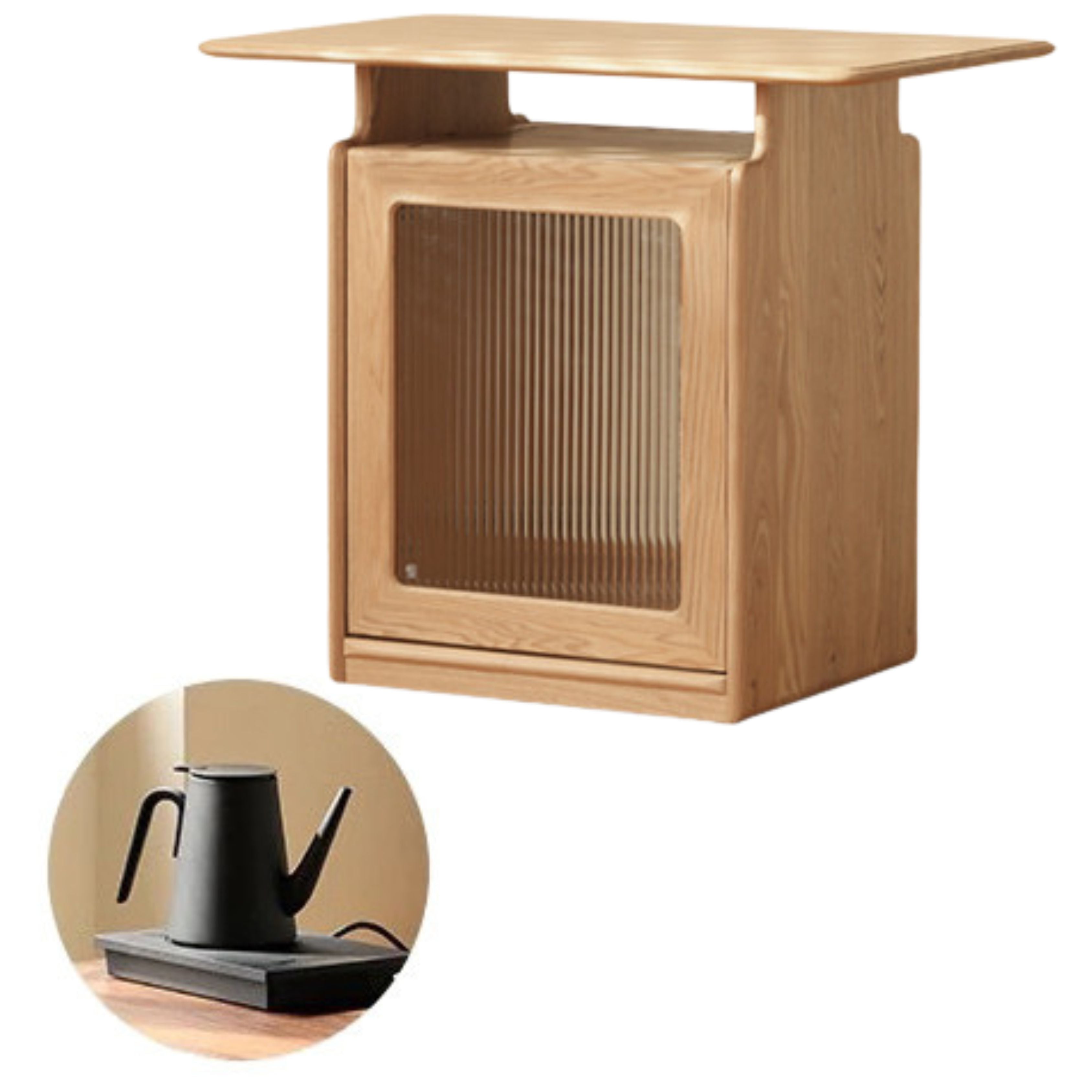 Ash Solid Wood Mobile Coffee Cabinet
