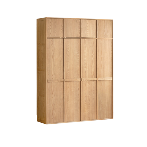 Oak, Cherry Wood, Black Walnut Solid Wood Retro Style Skeleton Line Large Wardrobe.