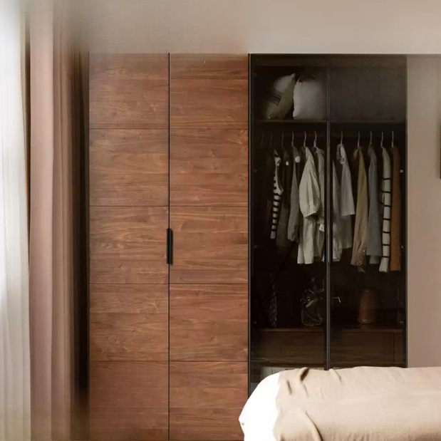Black Walnut Solid Woo Wardrobe Combination