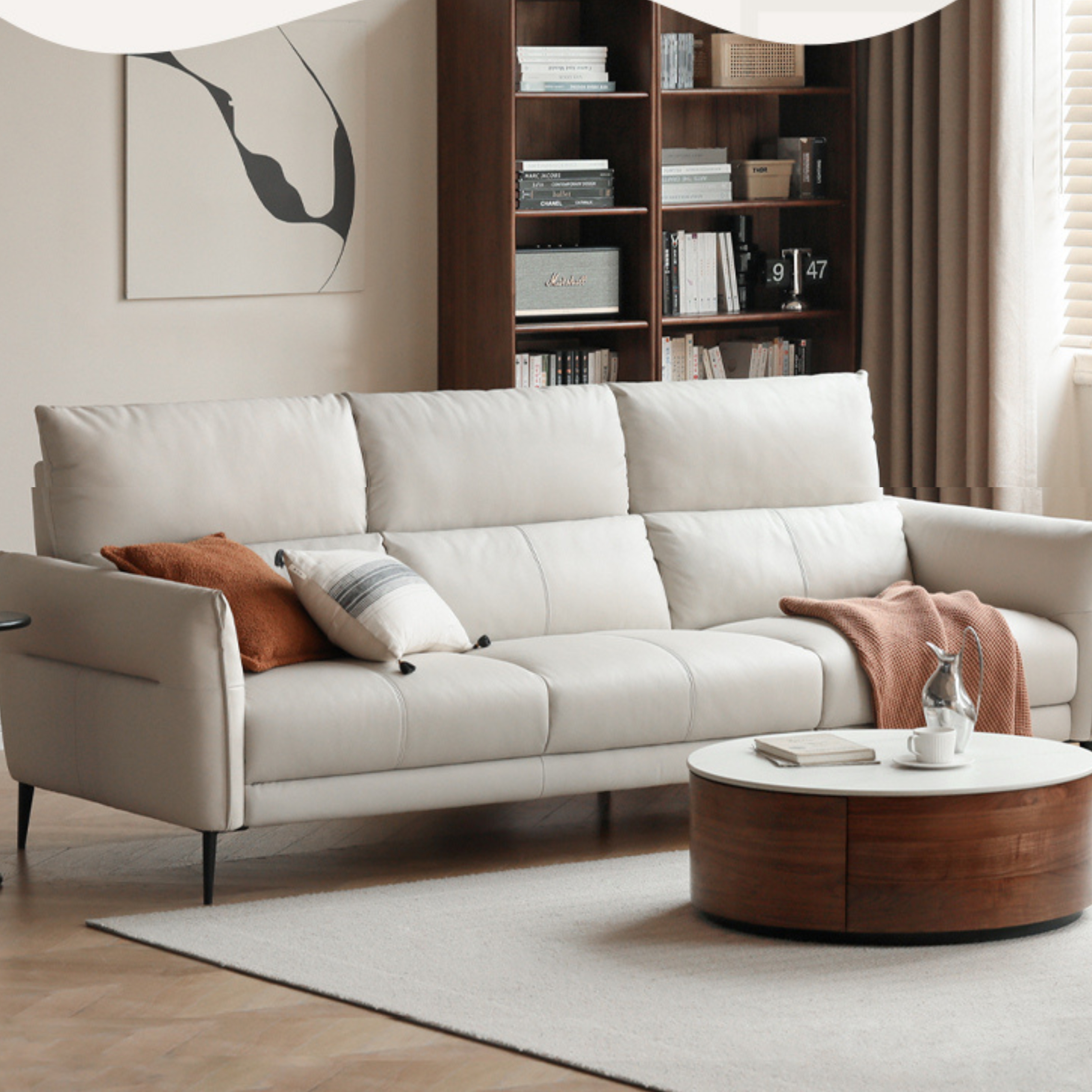 First Layer Cowhide Sofa Italian Light Luxury: