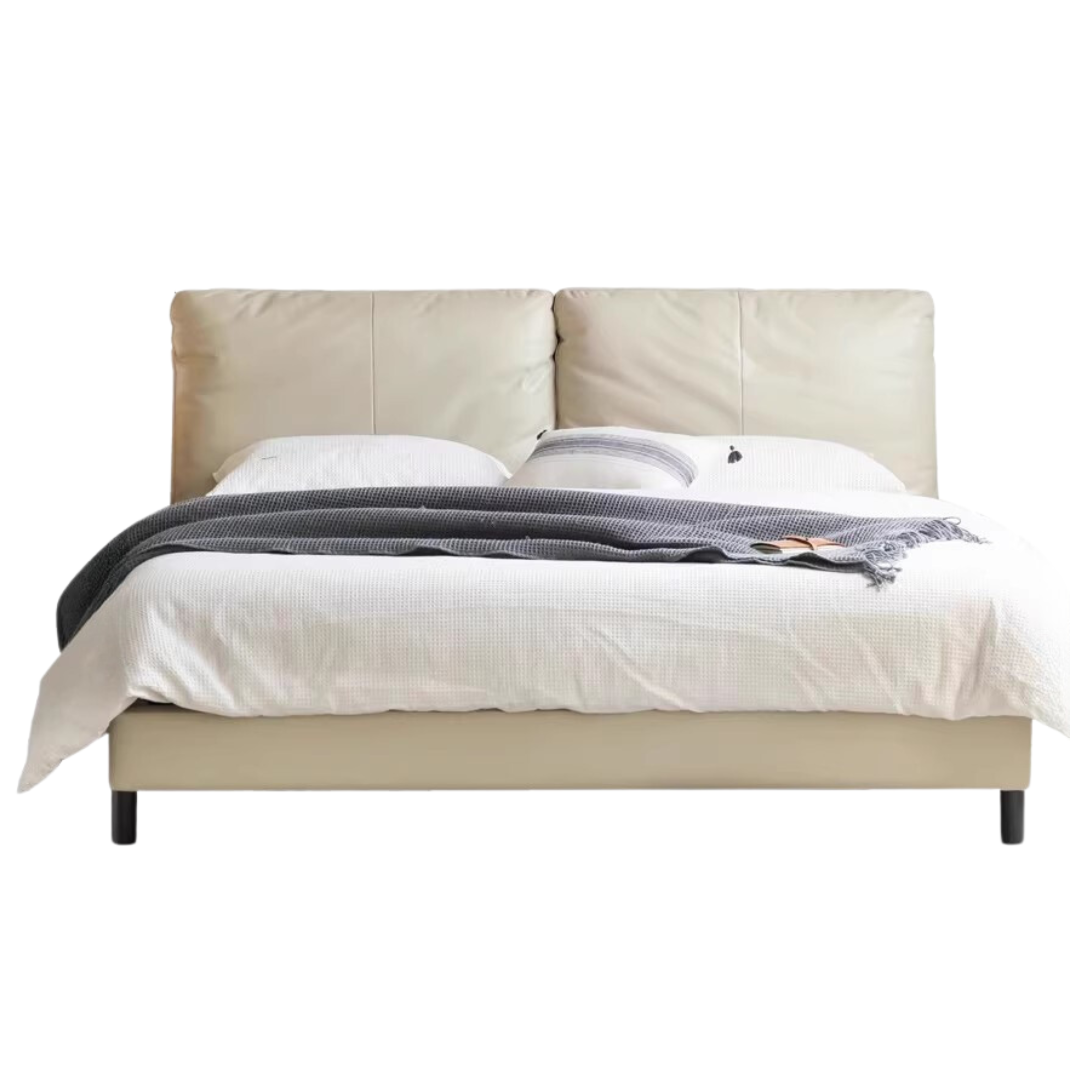 Leather Bed Cream Style First Layer Cowhide Bed