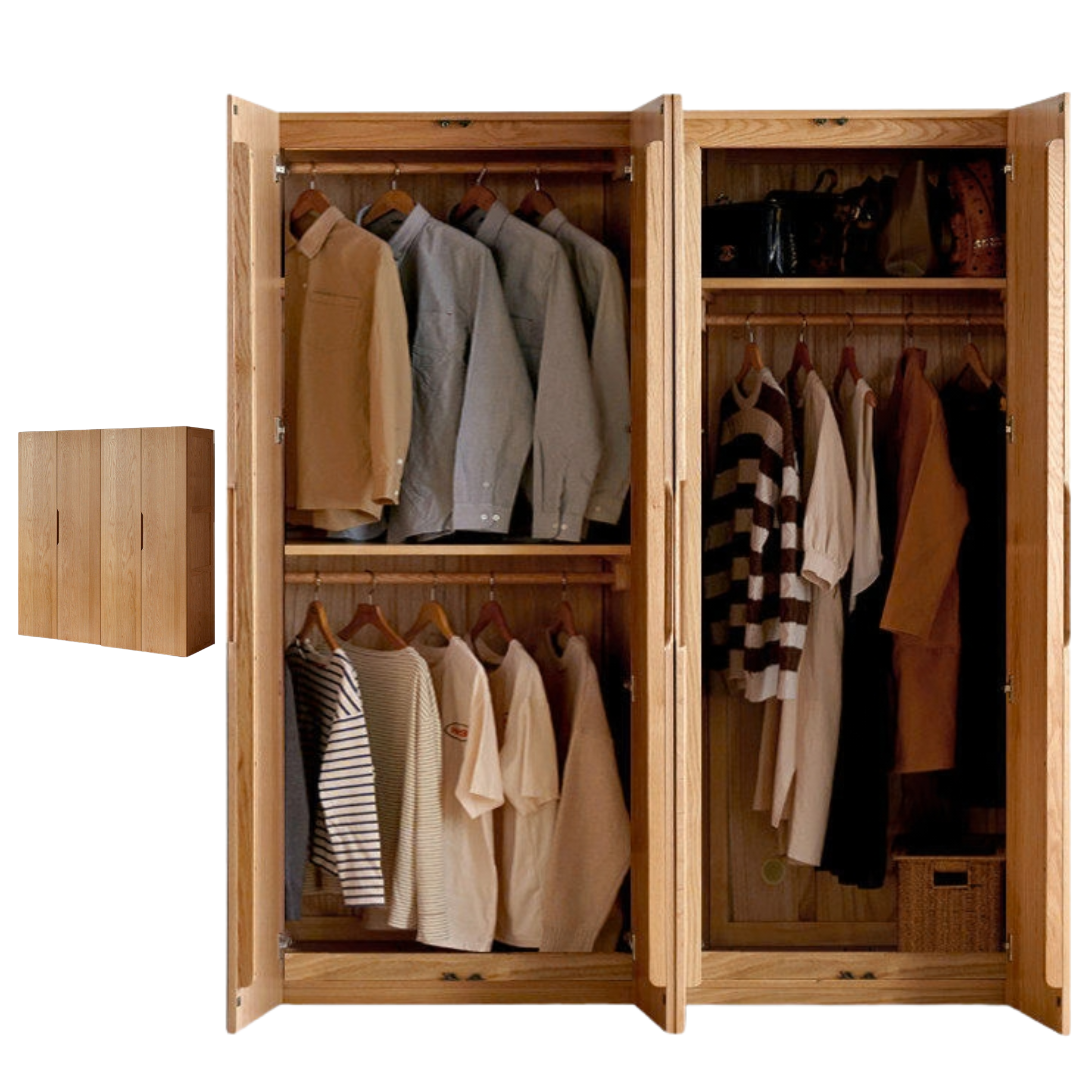 Oak Solid Wood Nordic Wardrobe.