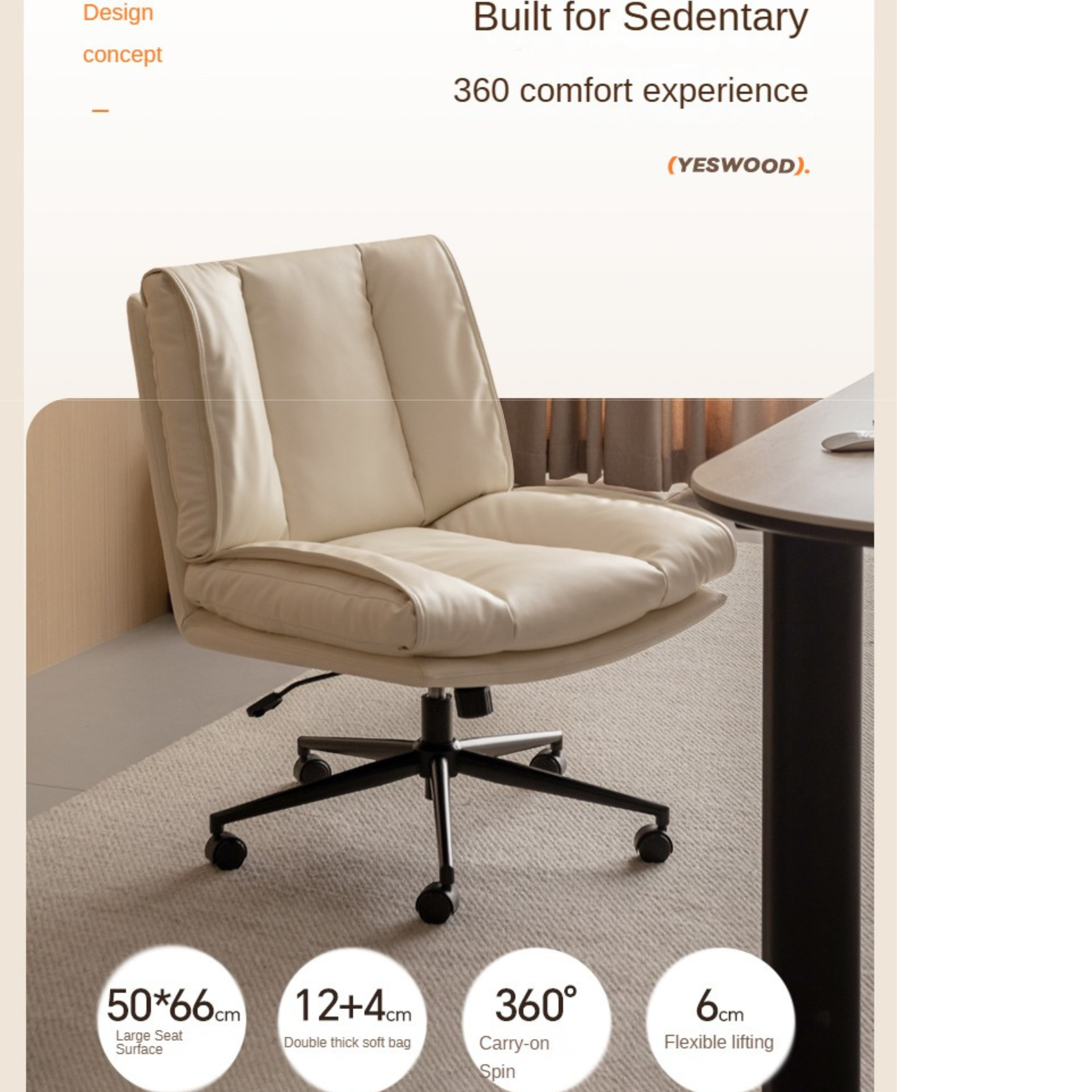 Organic Leather Soft Book Rotating Lift Chair Cream Style