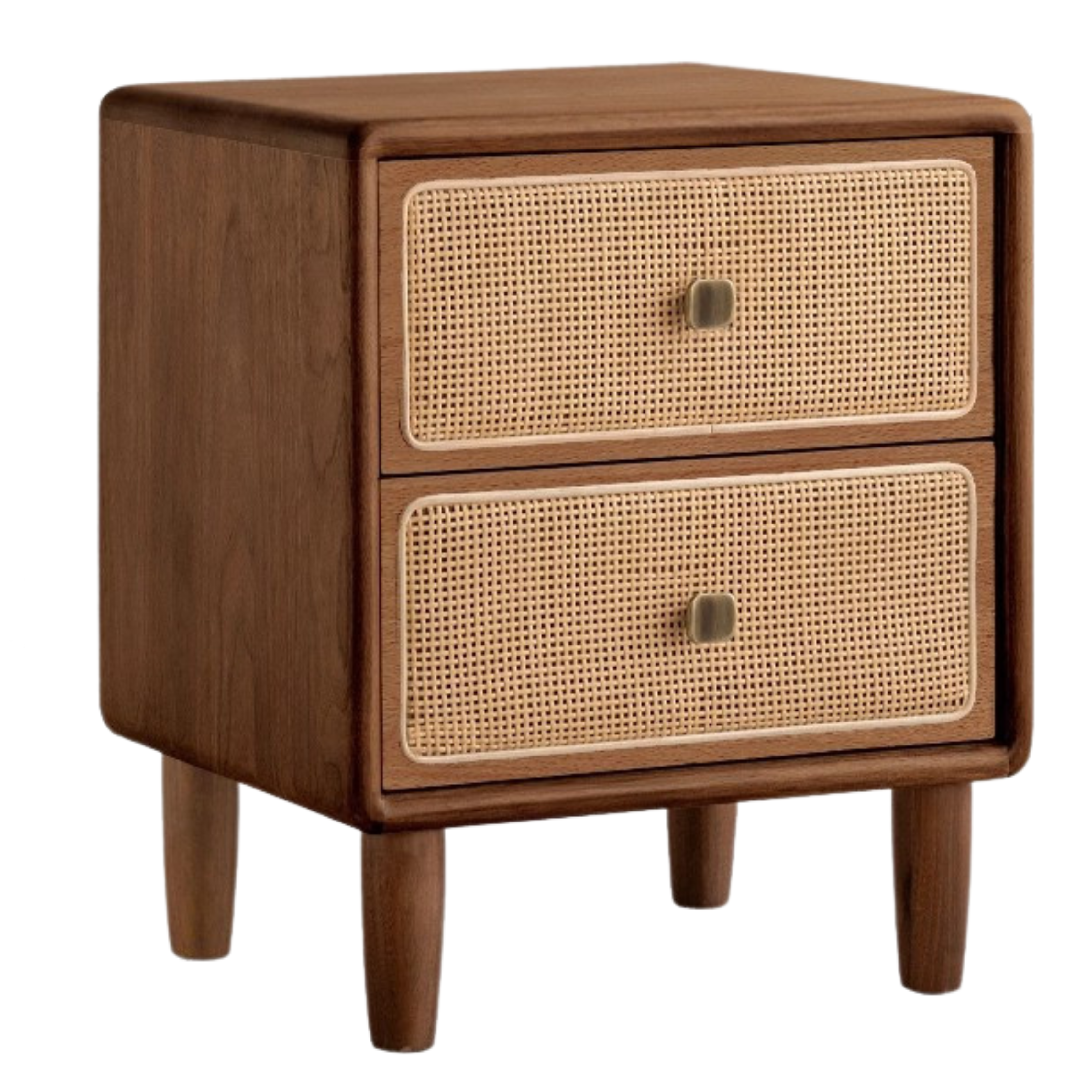 Black Walnut, Beech Solid Wood Nightstand.
