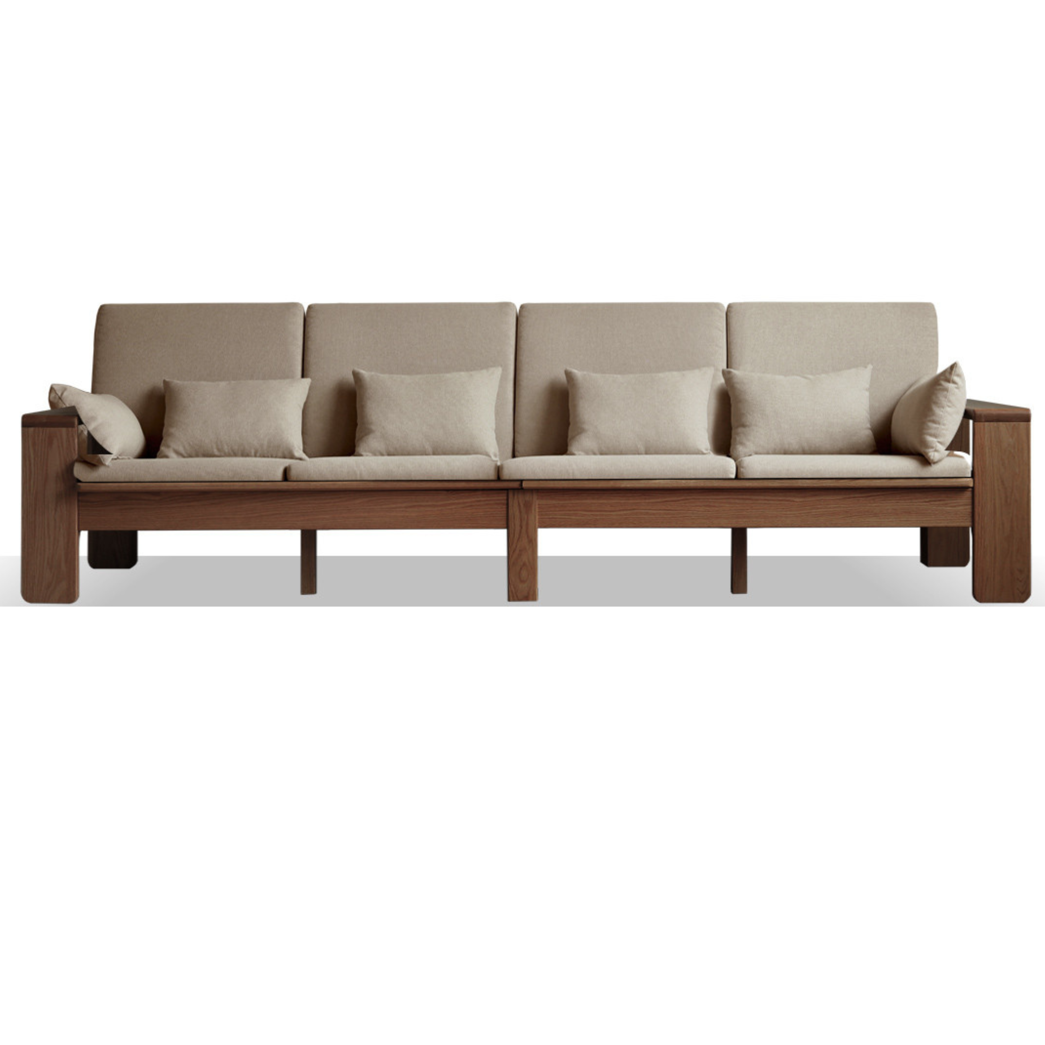 Oak Solid Wood Modern Nordic Fabric Sofa)
