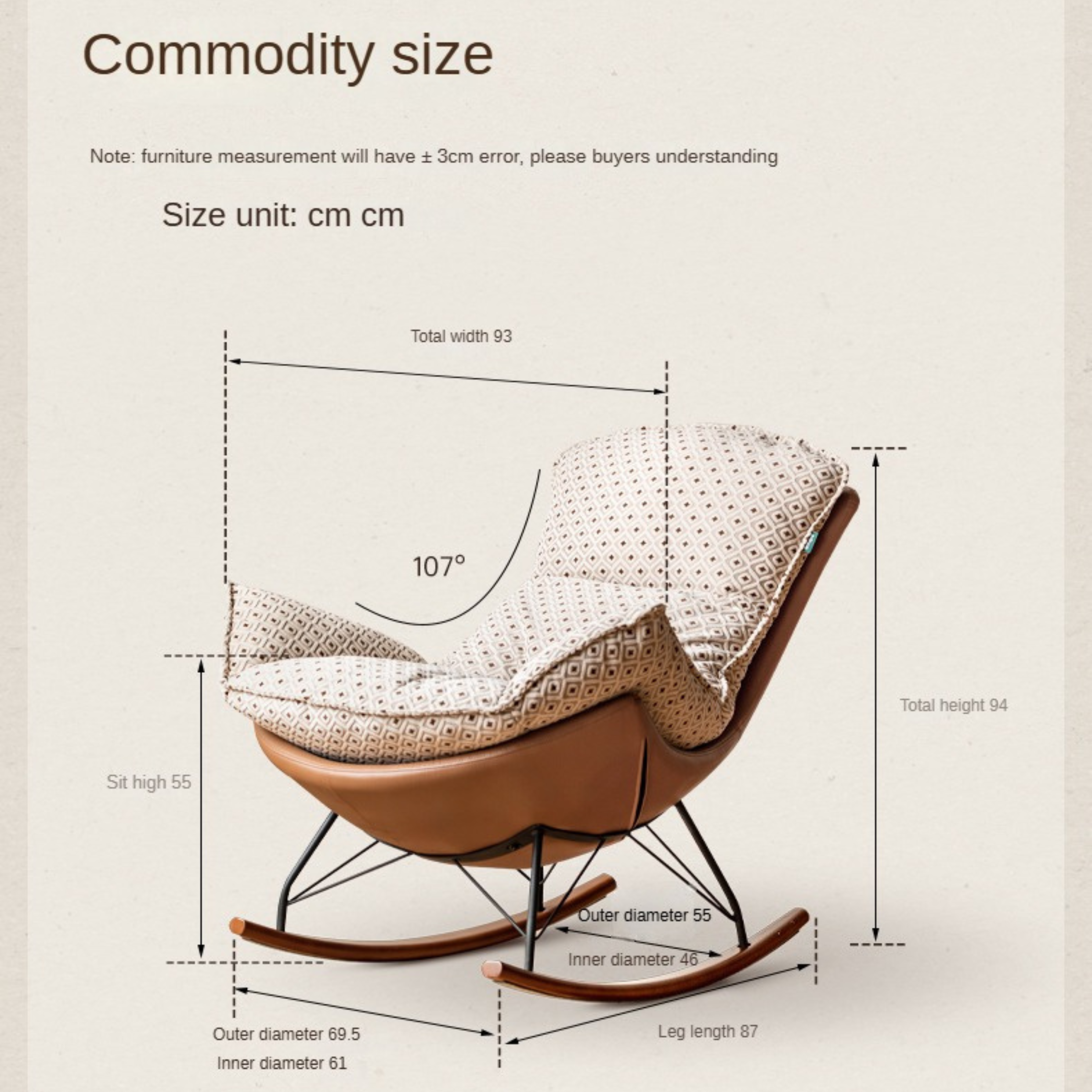 Fabric Rocking Retro Lazy Eggshell Chair