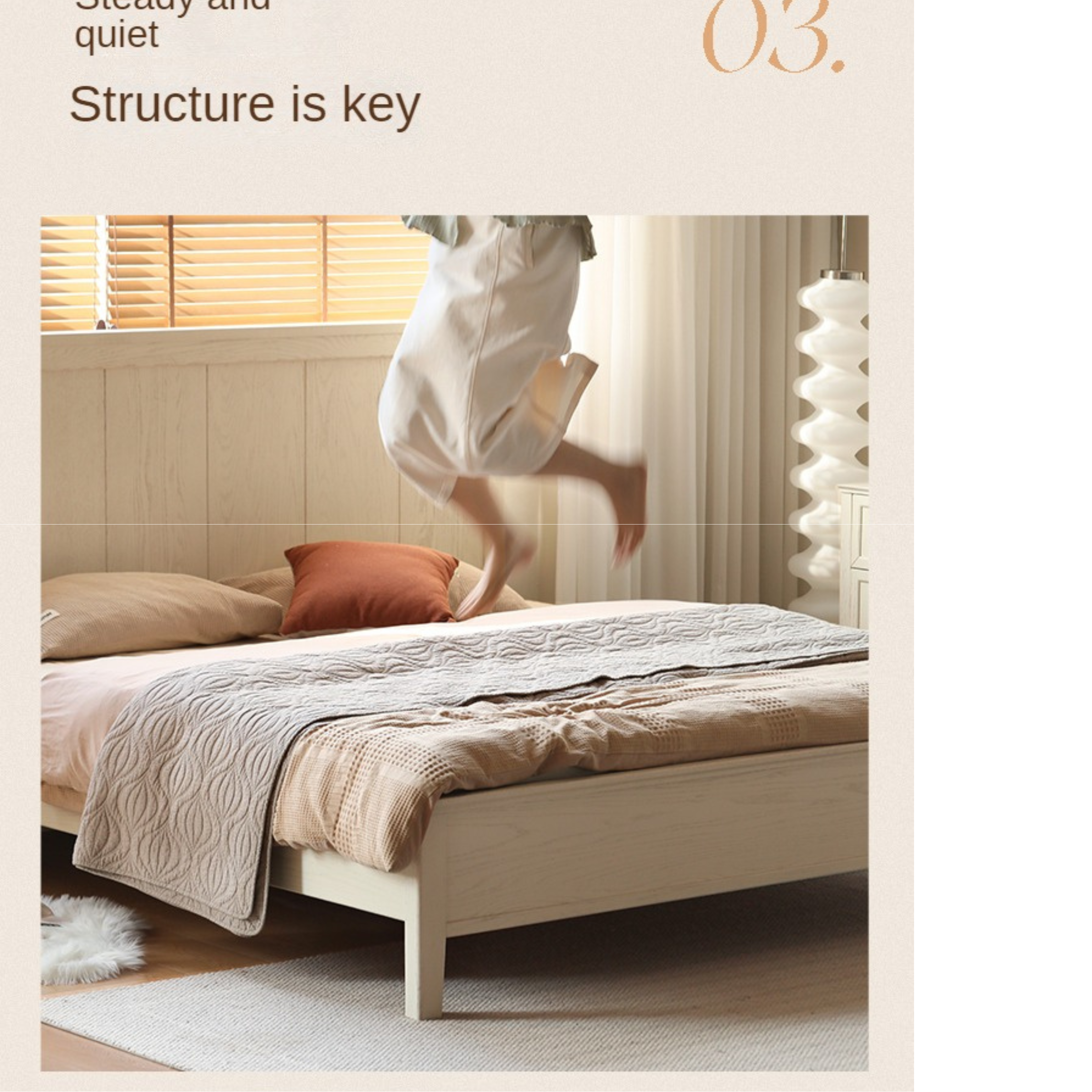 Oak solid wood high headboard full white bed American style