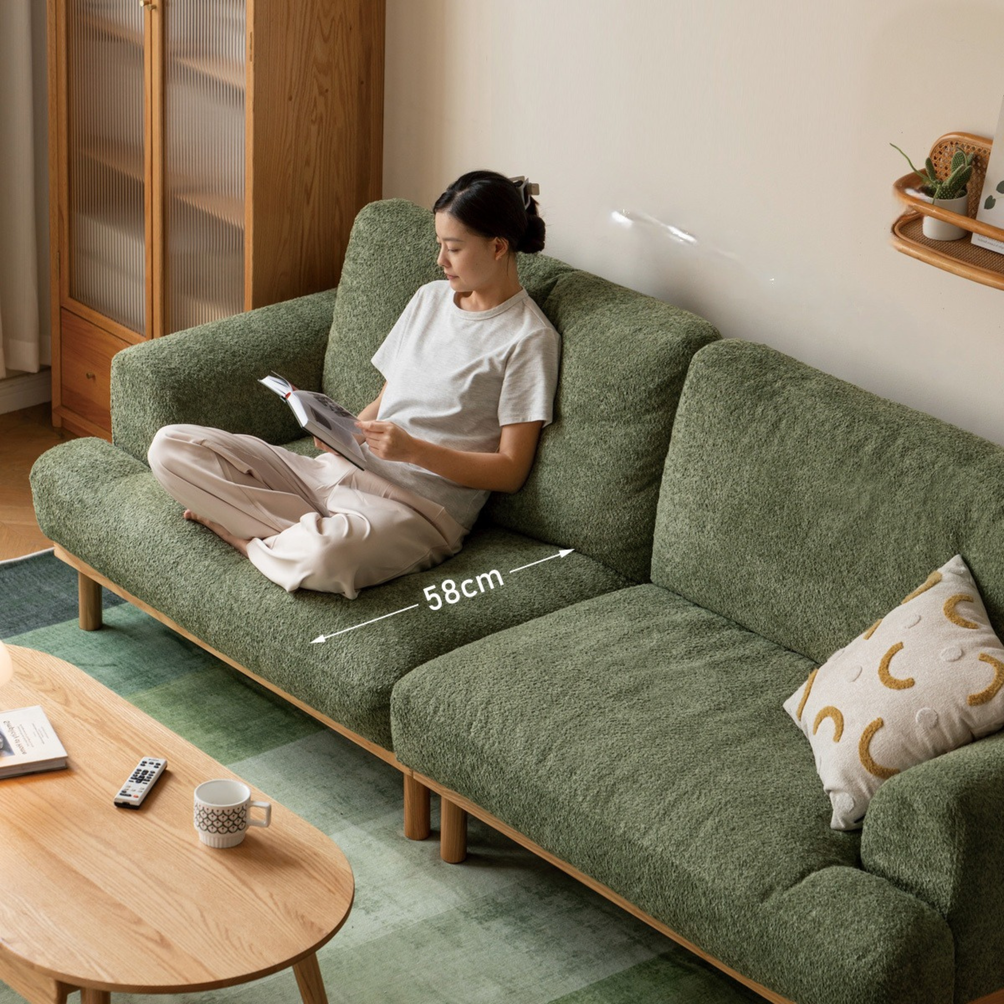 Ash Solid Wood Fabric Sofa Nordic Modern