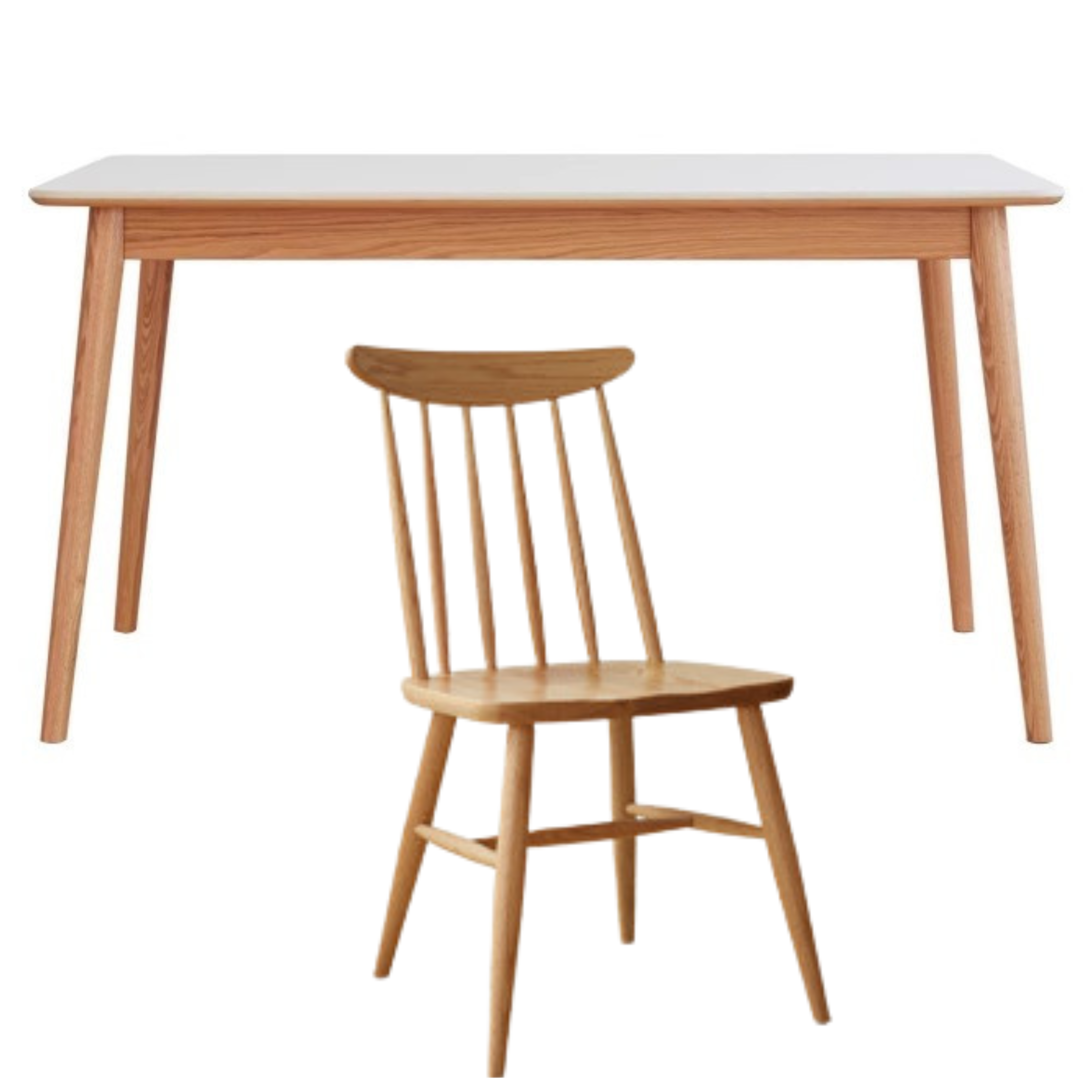 Oak Solid Wood Dining Table With Rock Slab Surface