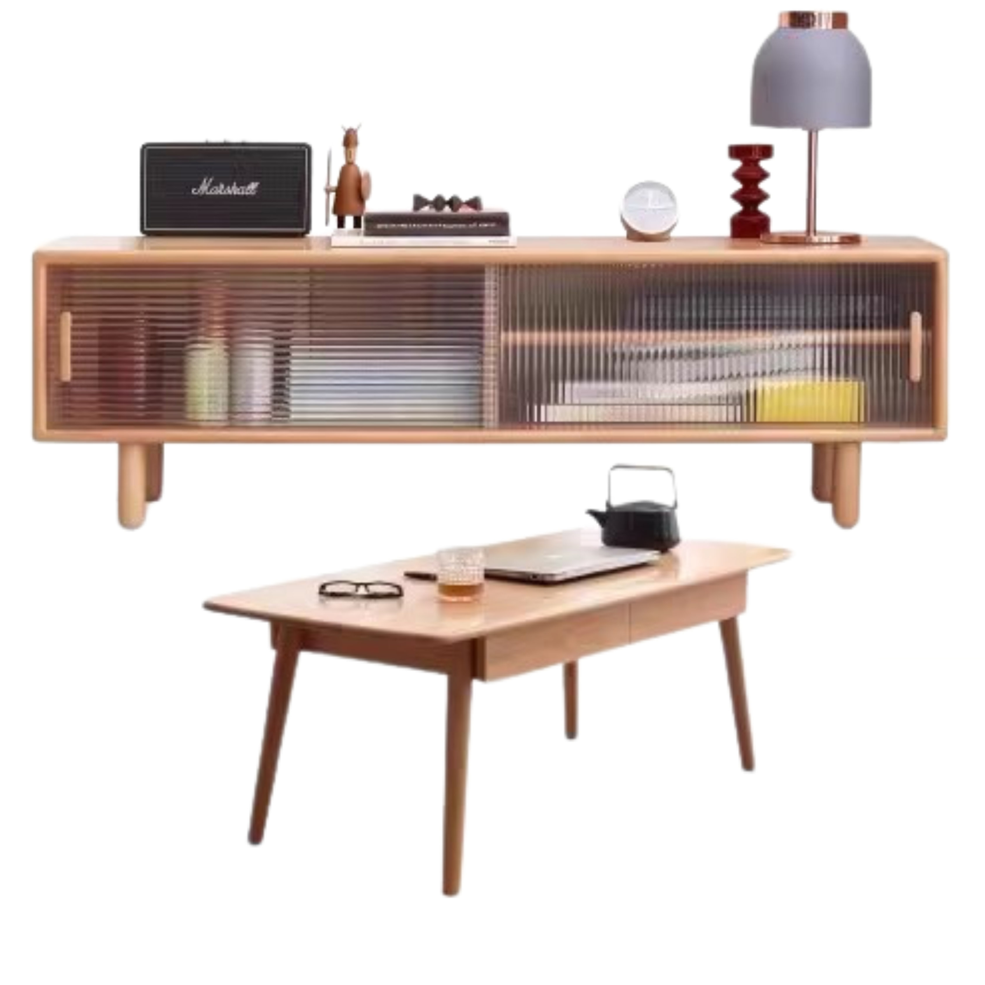 European Beech Solid Wood Large Capacity TV Cabinet