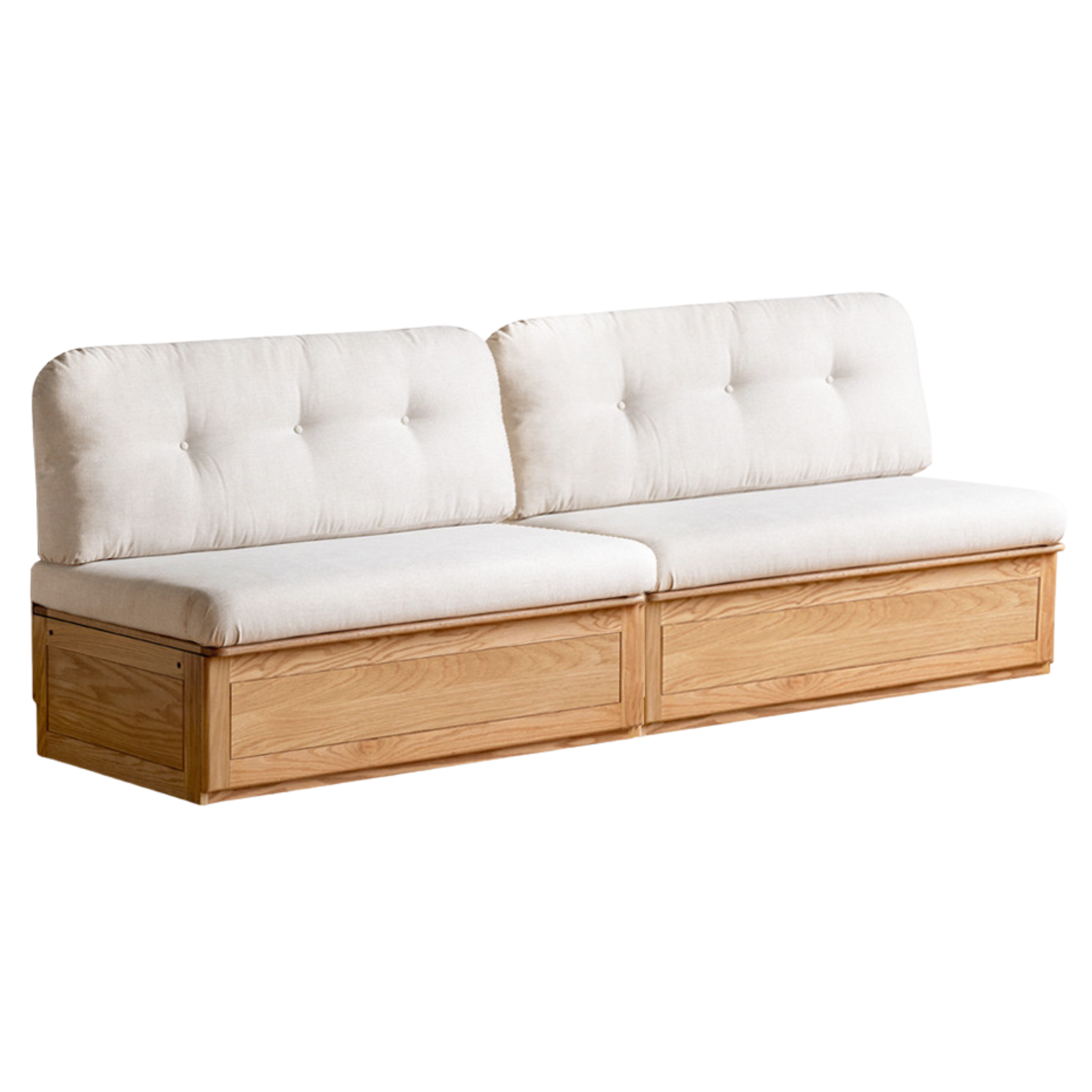 Oak Solid Wood Fabric Card Seat Floor Box Sofa