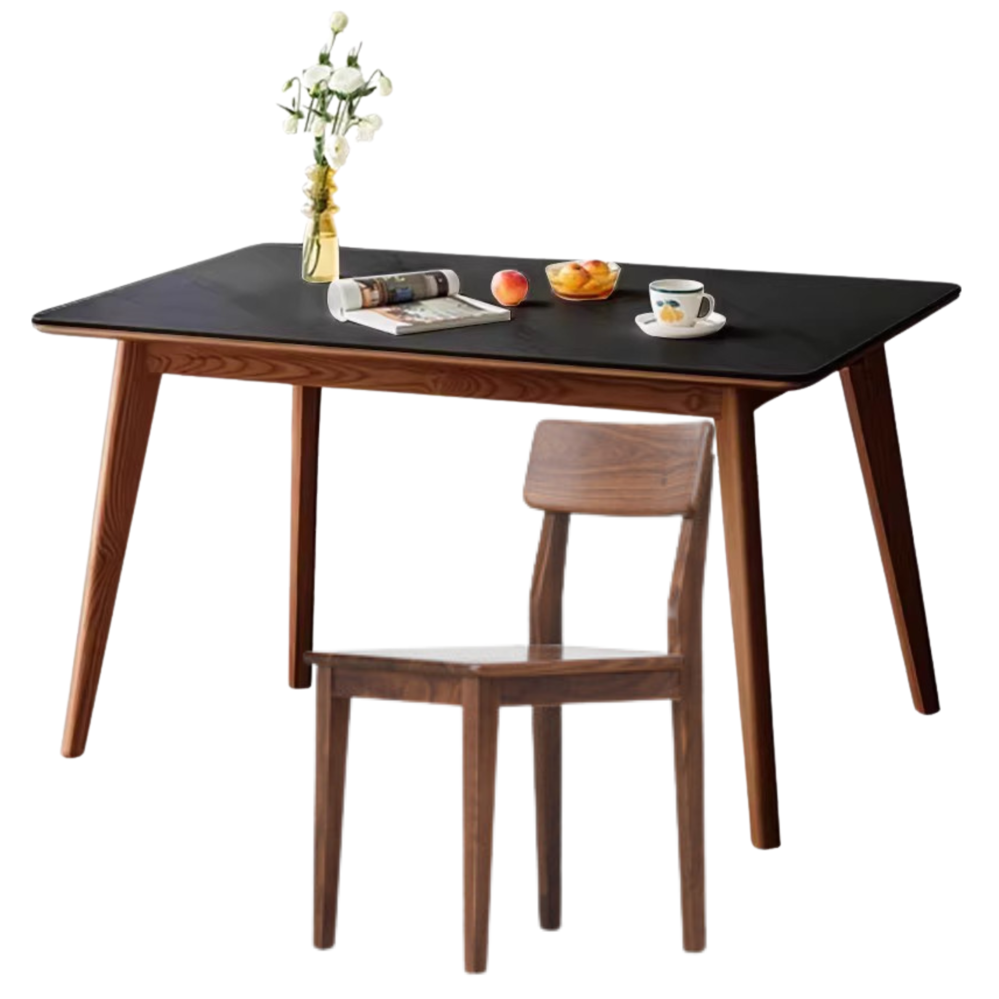 Ash, Black Walnut Solid Wood Rock Plate Nordic Dining Table