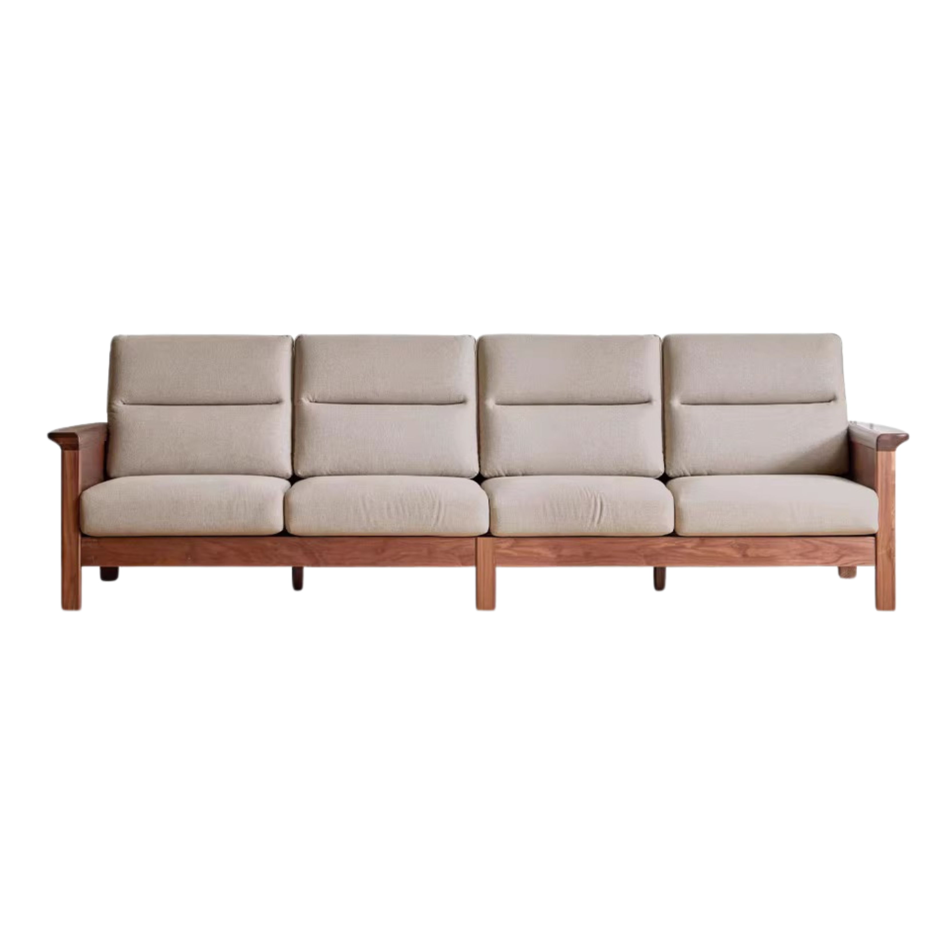 Black Walnut Solid Wood Fabric Sofa