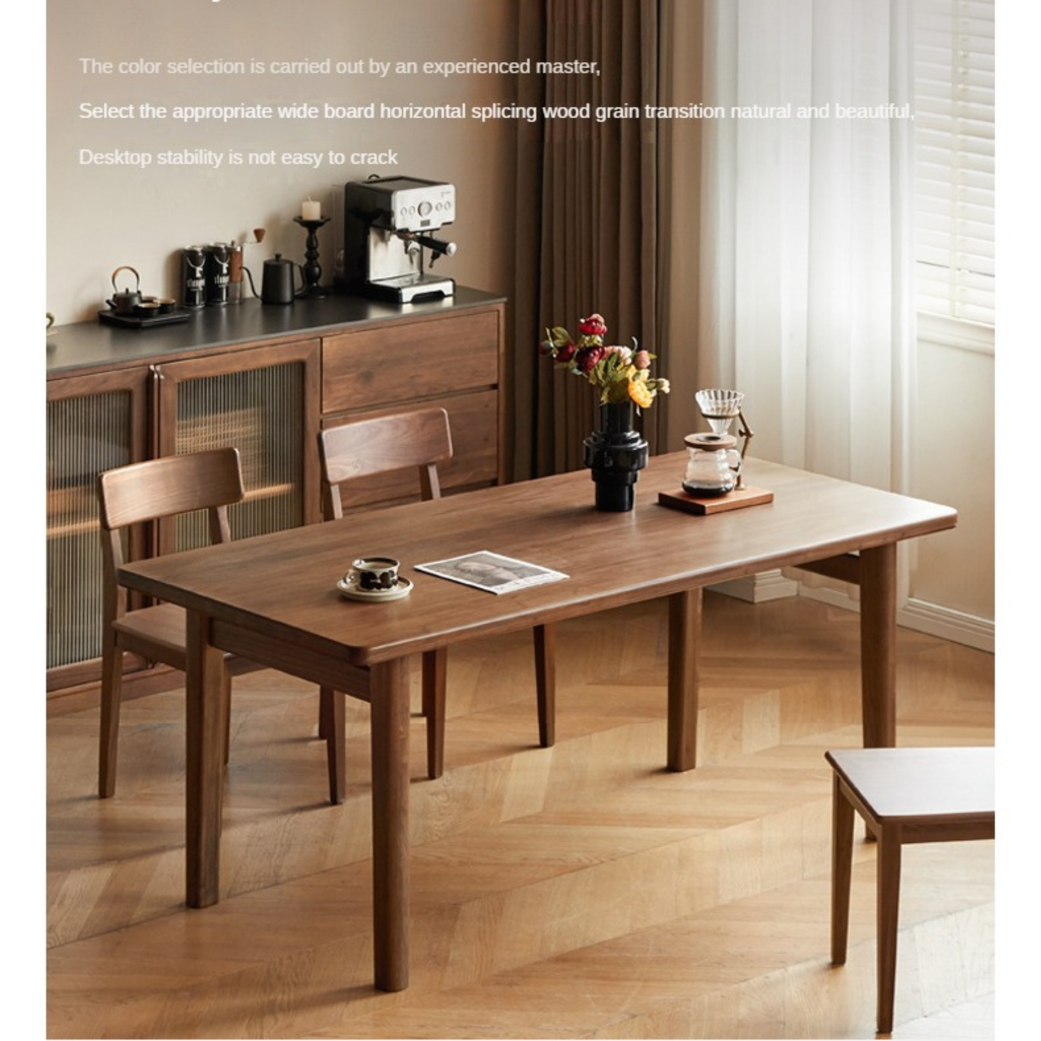 Black Walnut Solid Wood Large Board Modern Dining Table