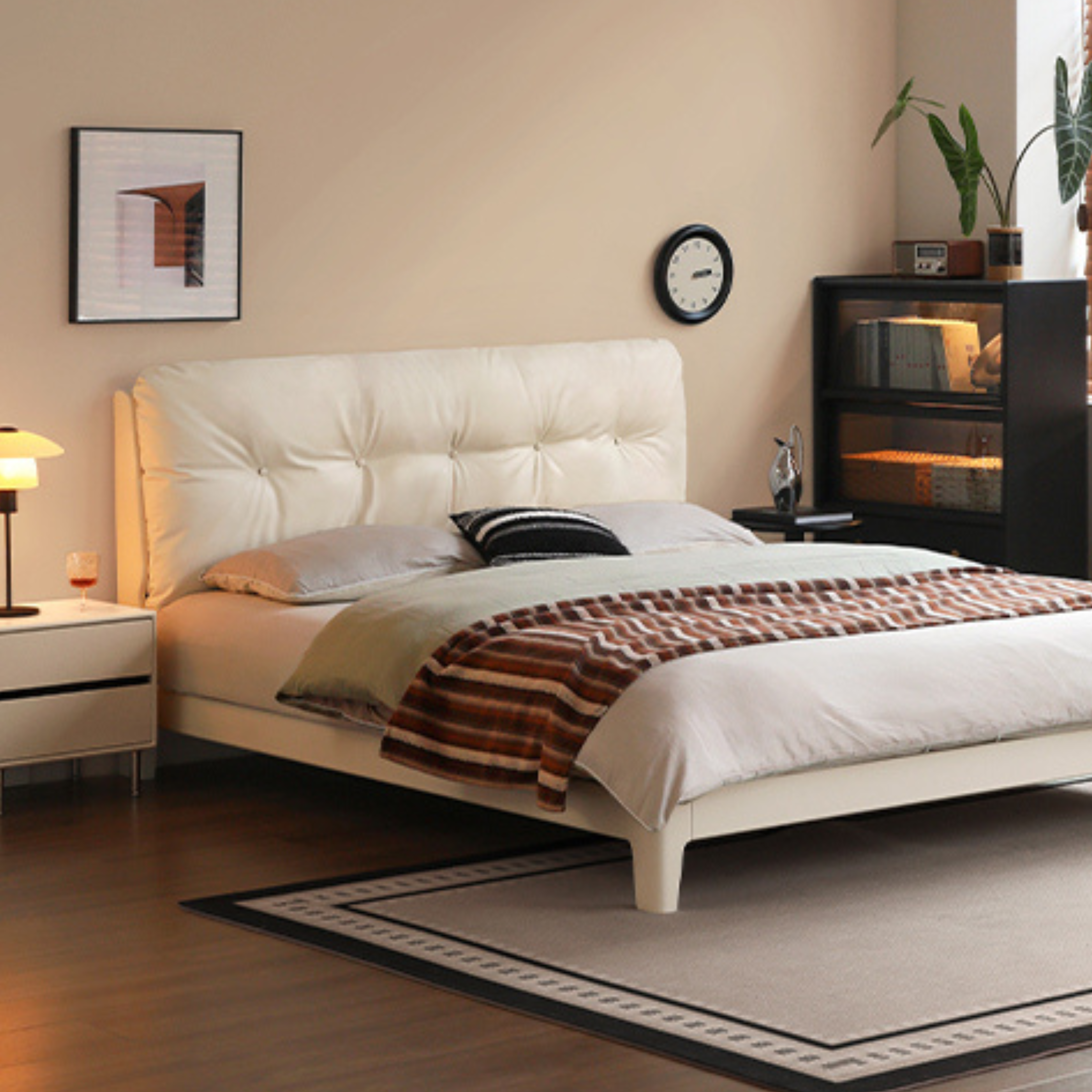 Rubber Solid Wood Fabric Leather Soft Bed