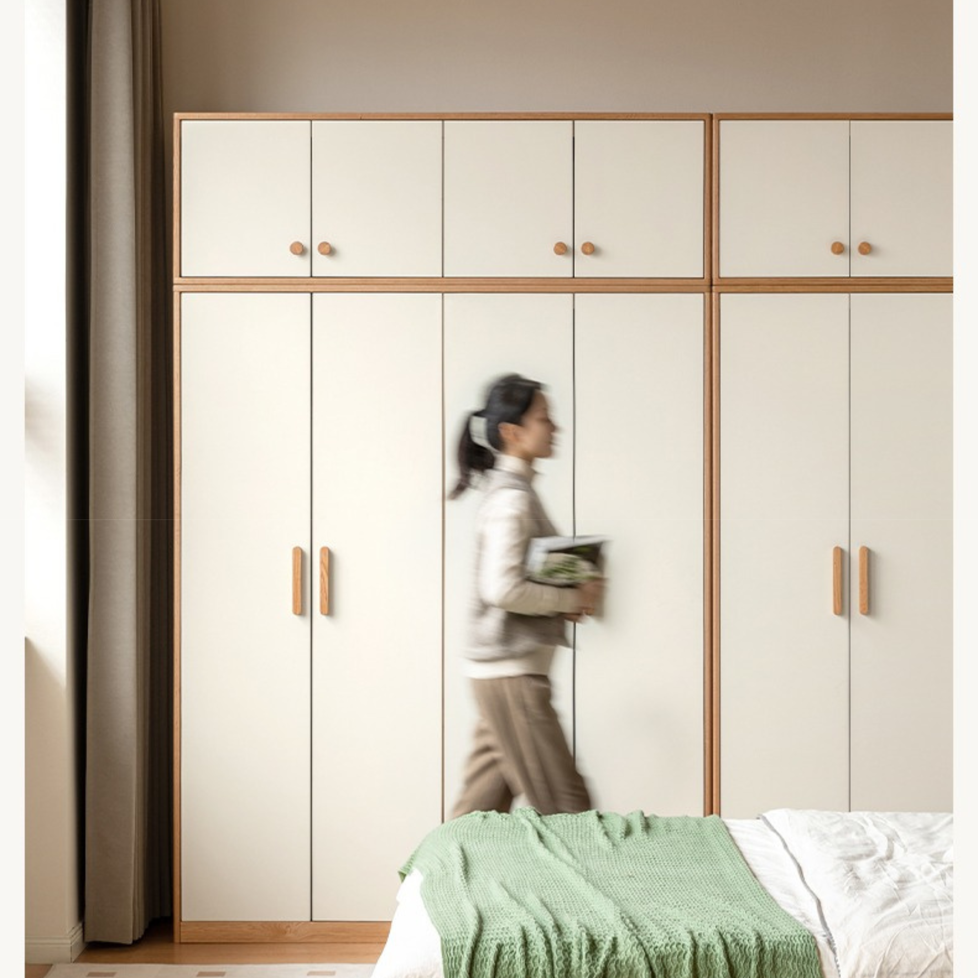 Oak Solid Wood Locker Modern Wardrobe