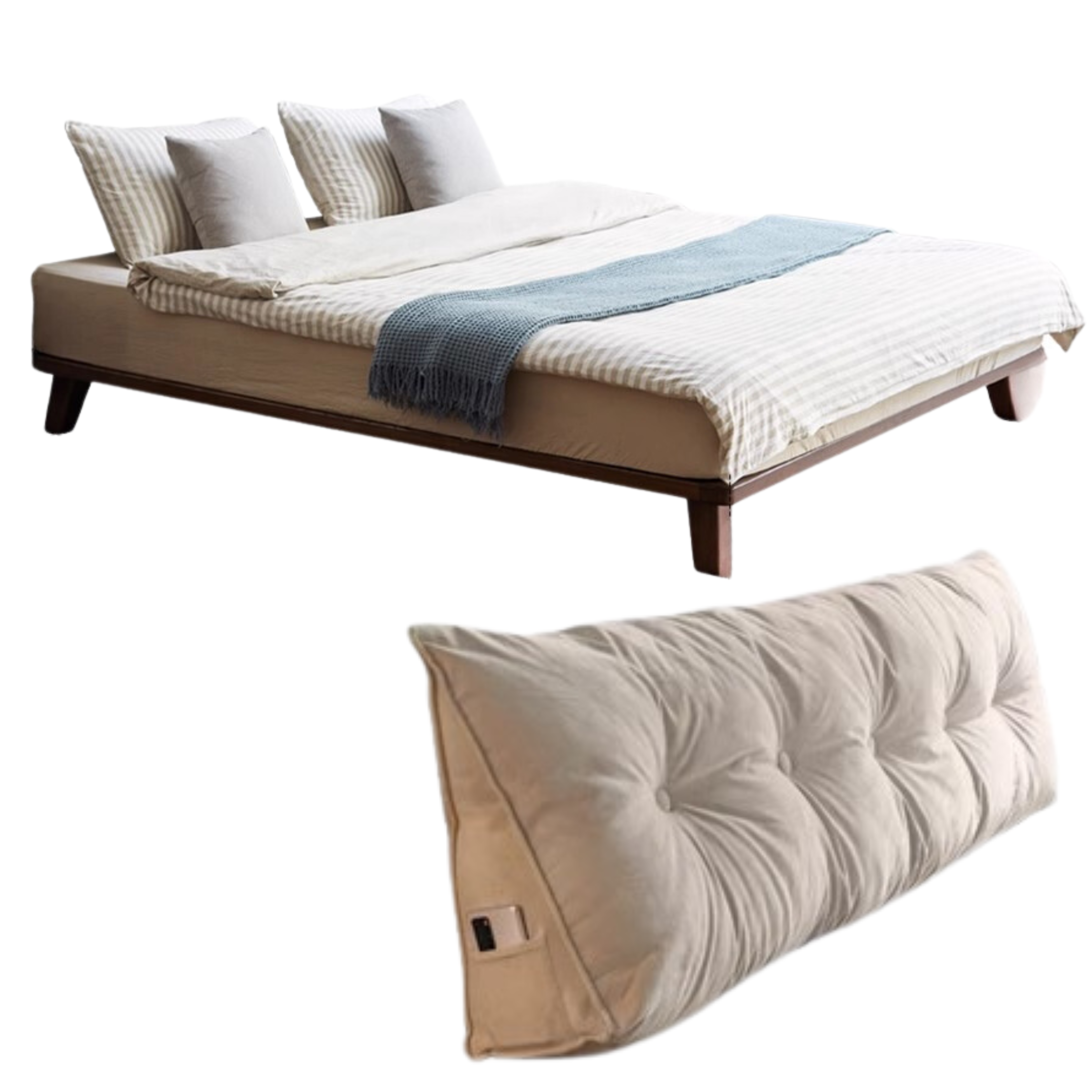 Oak solid wood platform bed, headboard-free bed