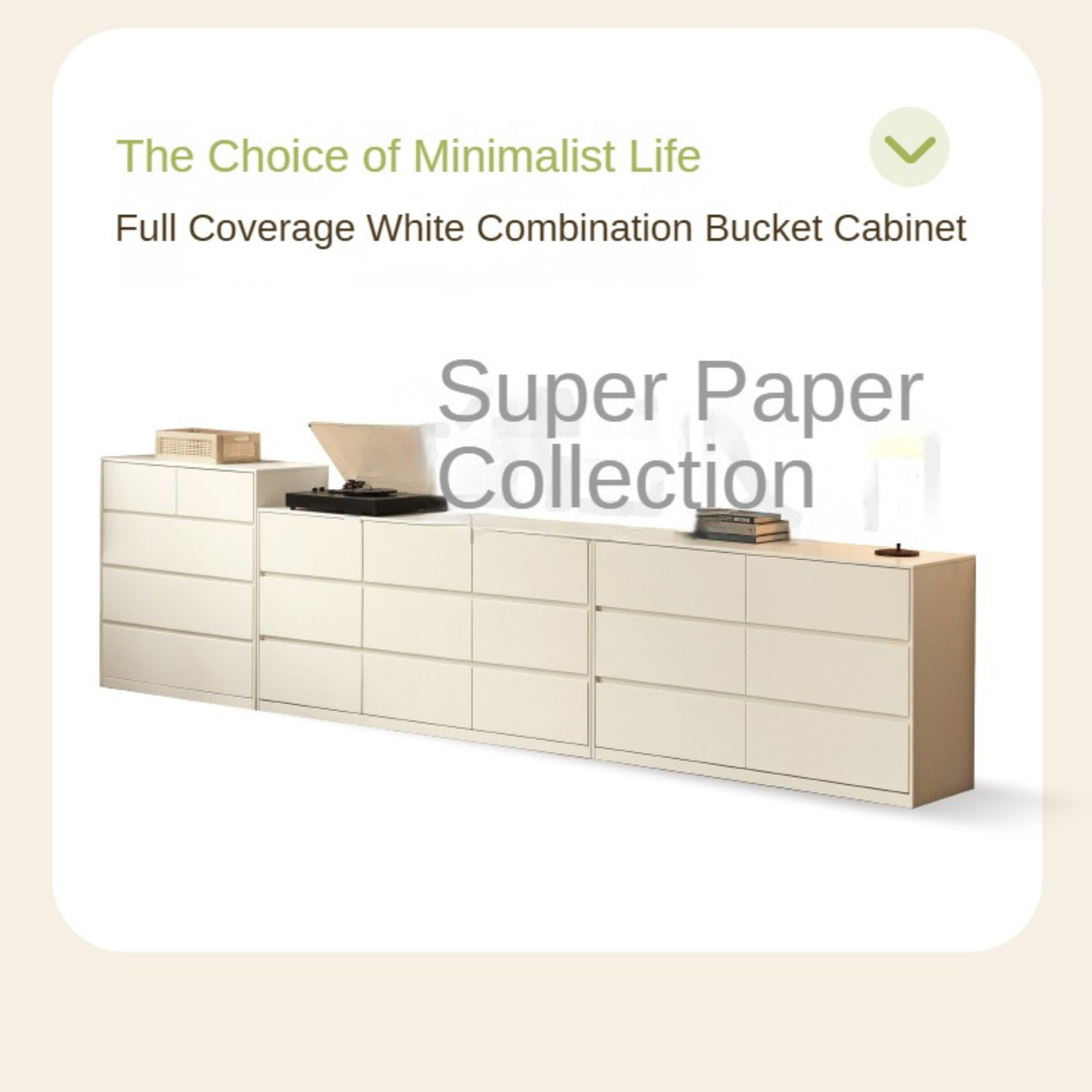 Rubber Solid Wood Cream Style Chest of Drawers