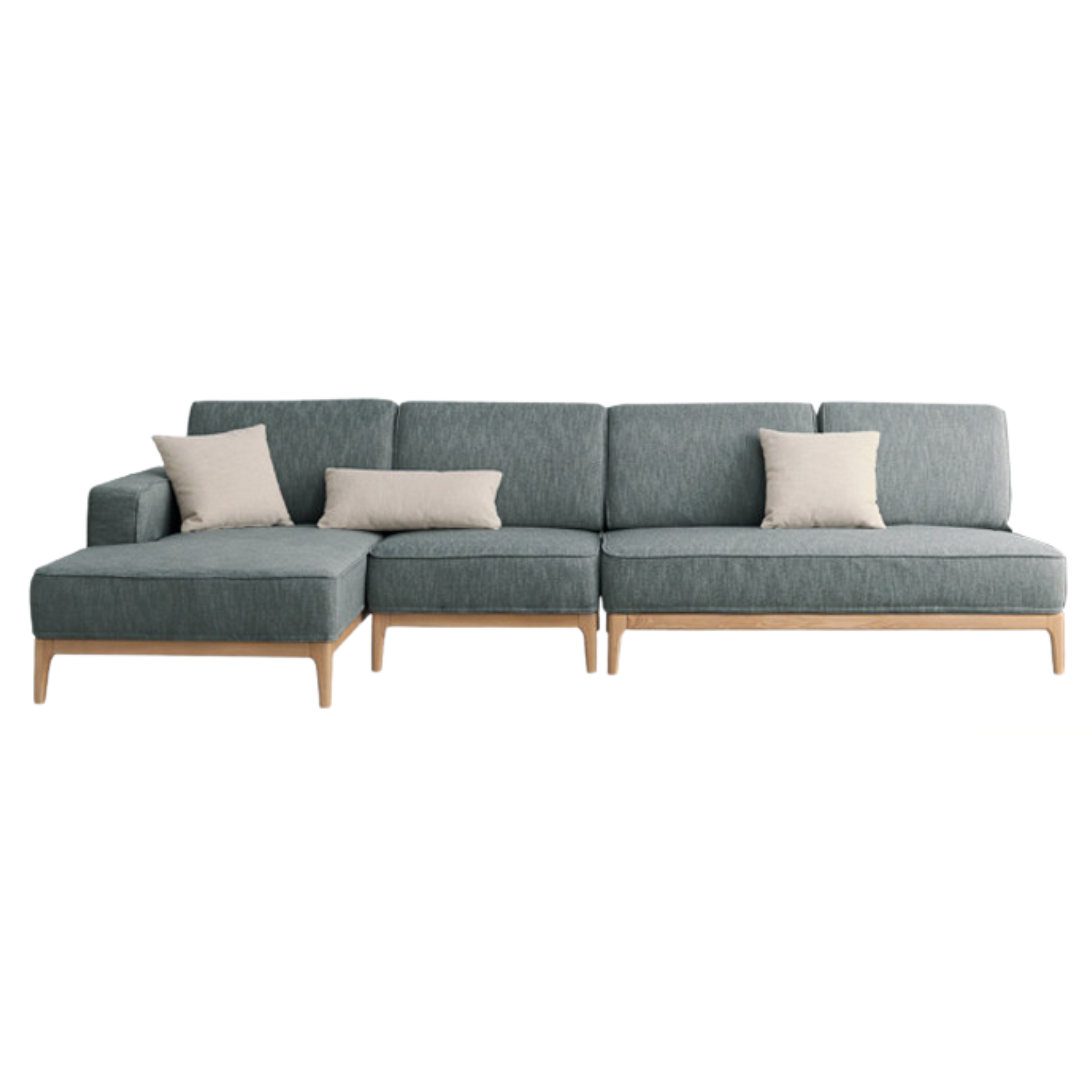 Ash Solid Wood Fabric Corner Sofa Modern Simple
