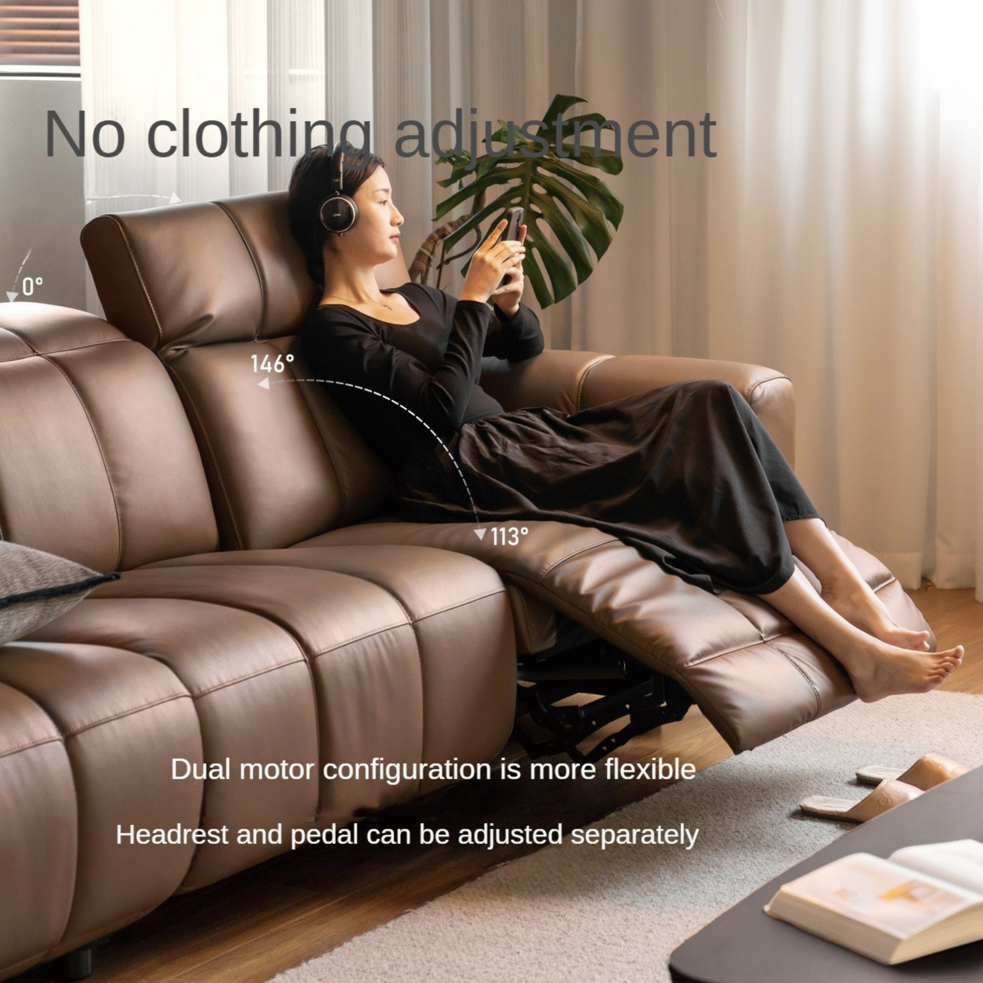 Electric Leather Zero Wall Function Sofa
