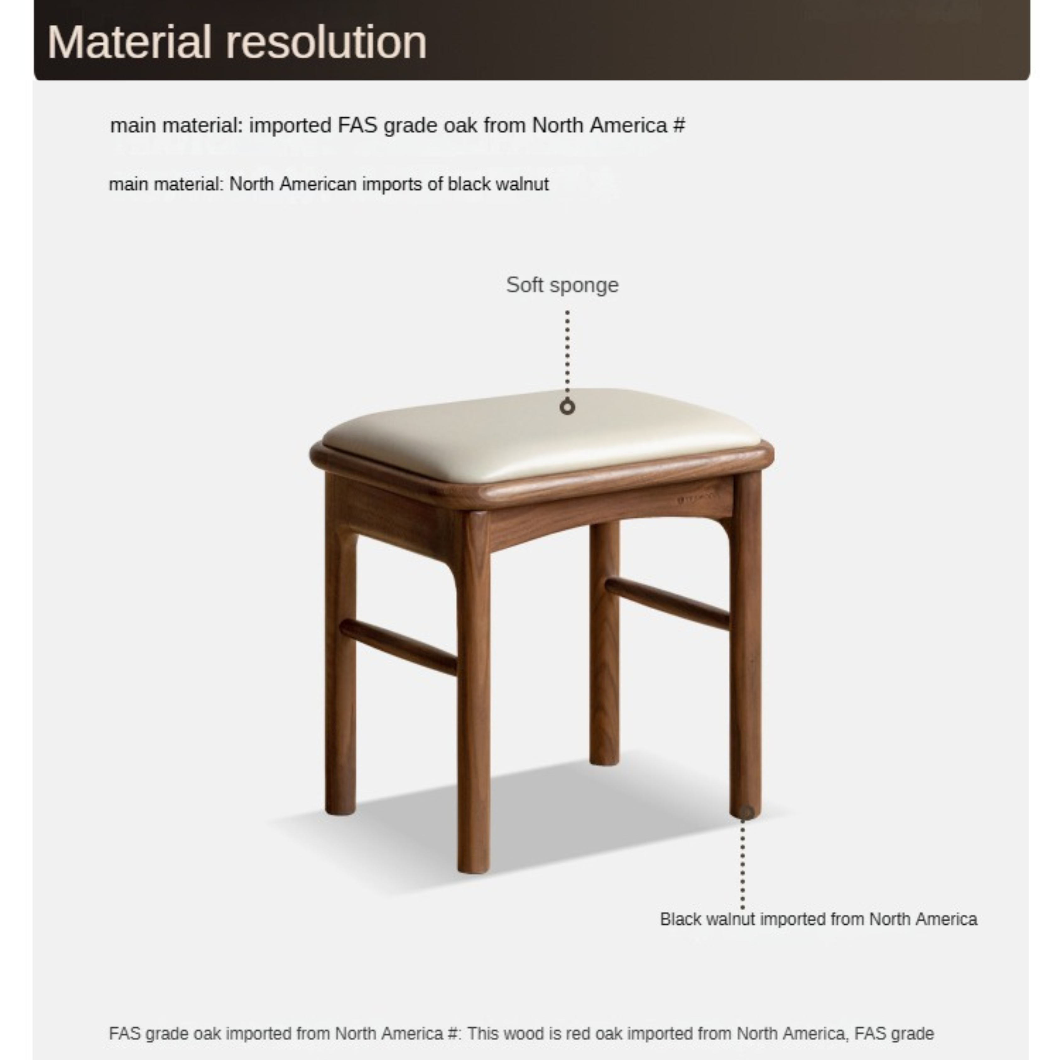 Black Walnut Solid Wood Tea Stool