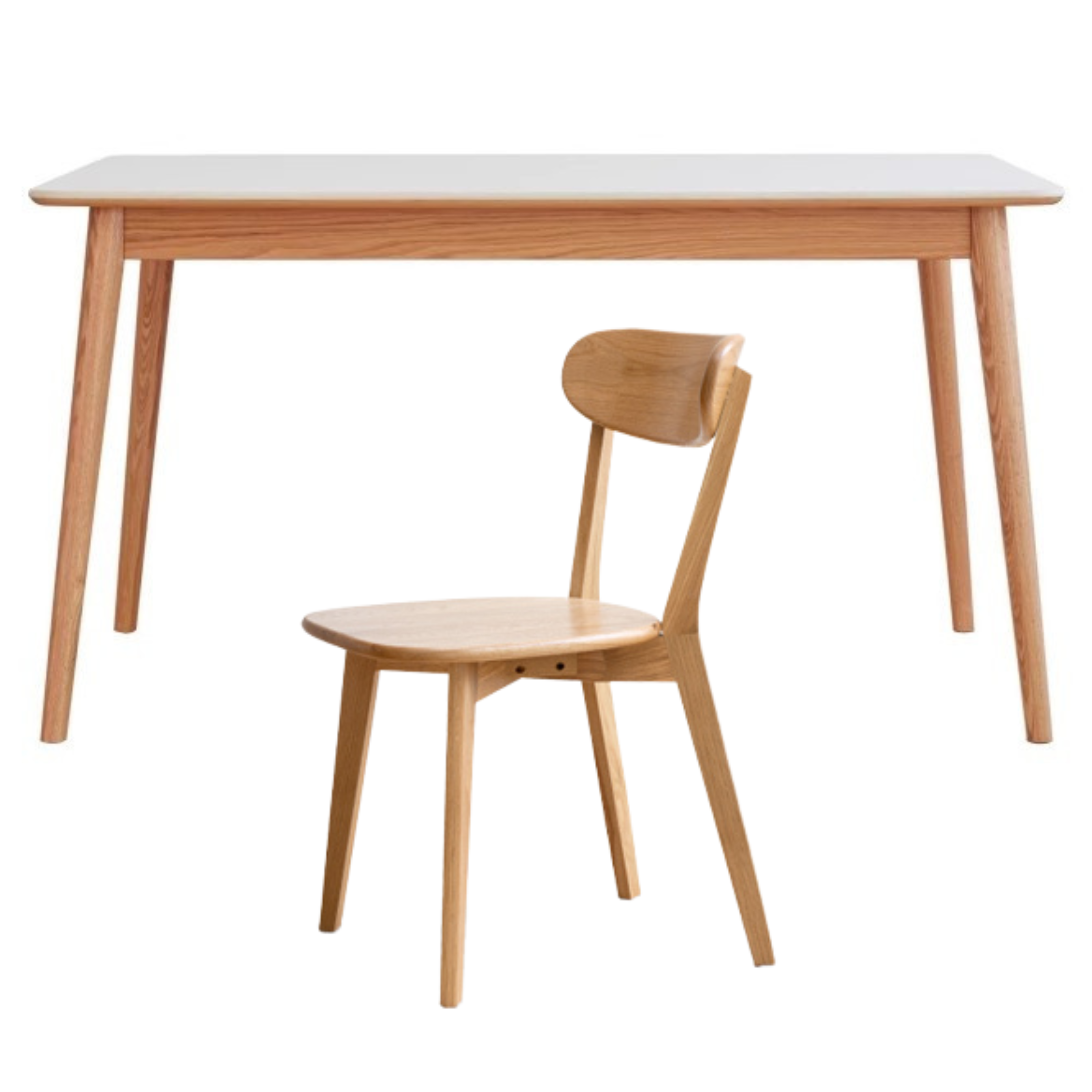 Oak Solid Wood Dining Table With Rock Slab Surface
