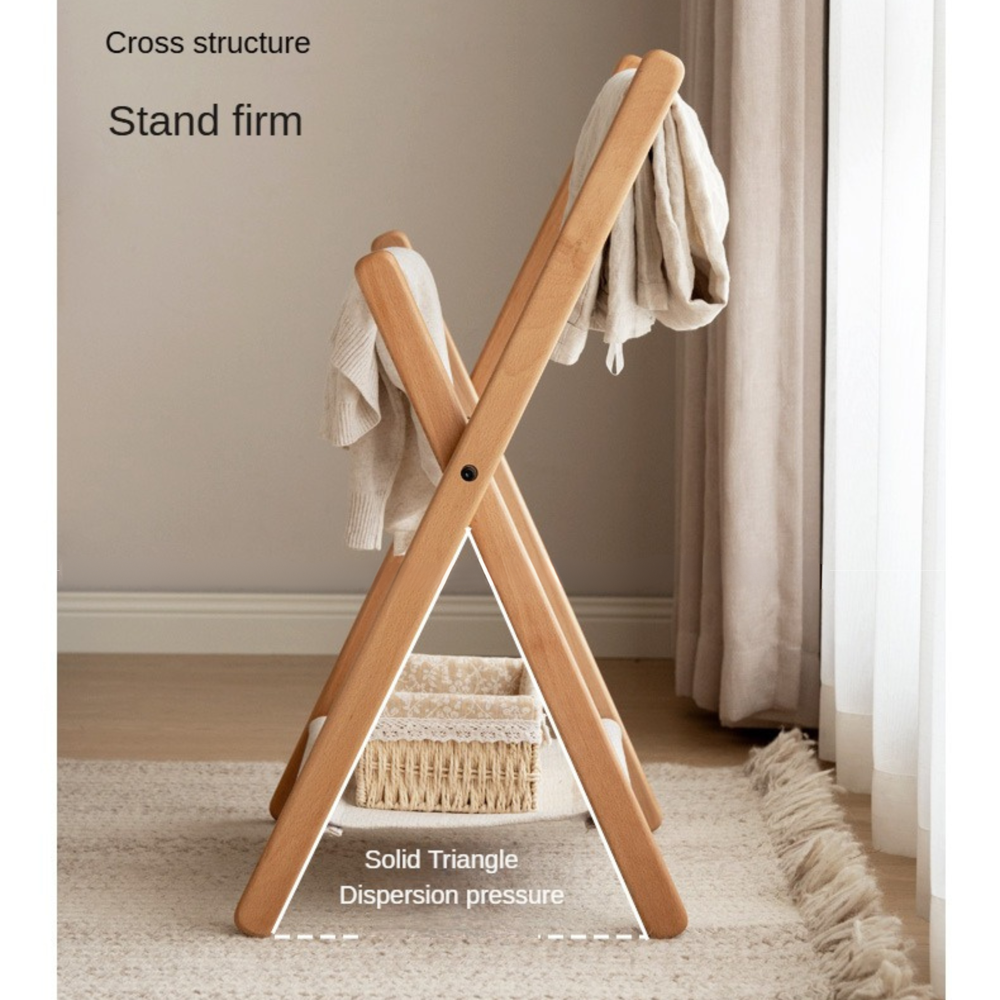 Beech solid wood clothes hanger