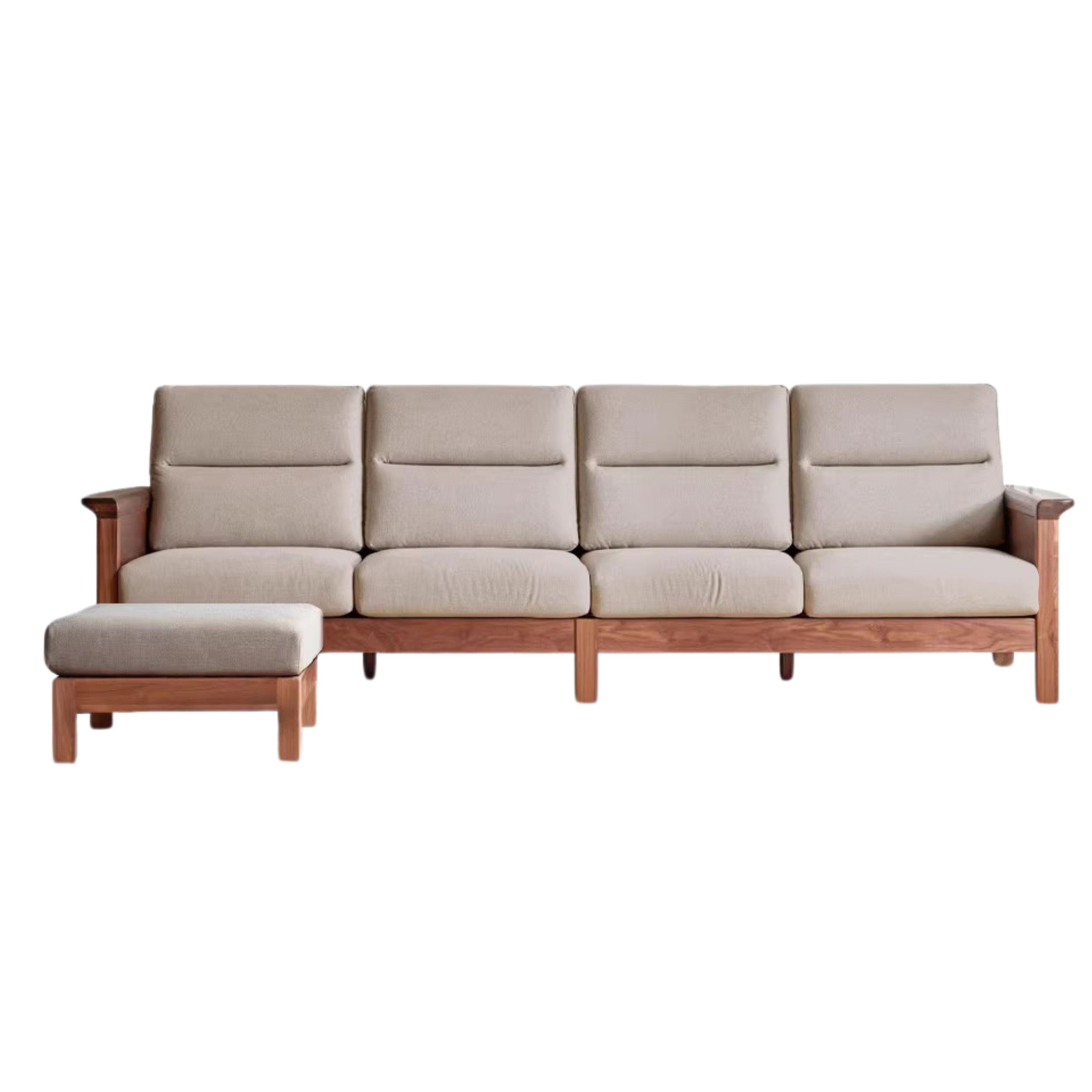 Black Walnut Solid Wood Fabric Sofa
