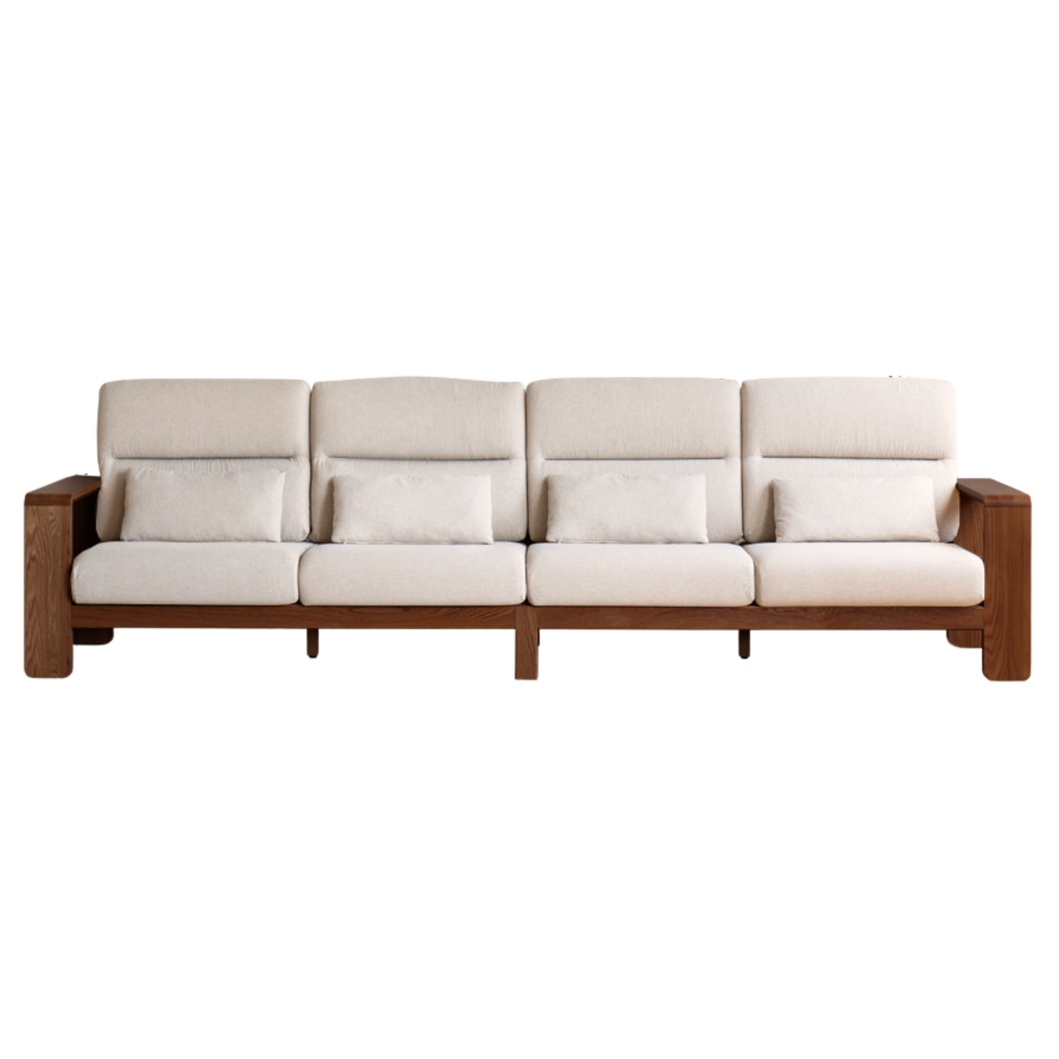 Oak Solid Wood High Back Fabric Corner Sofa Modern.