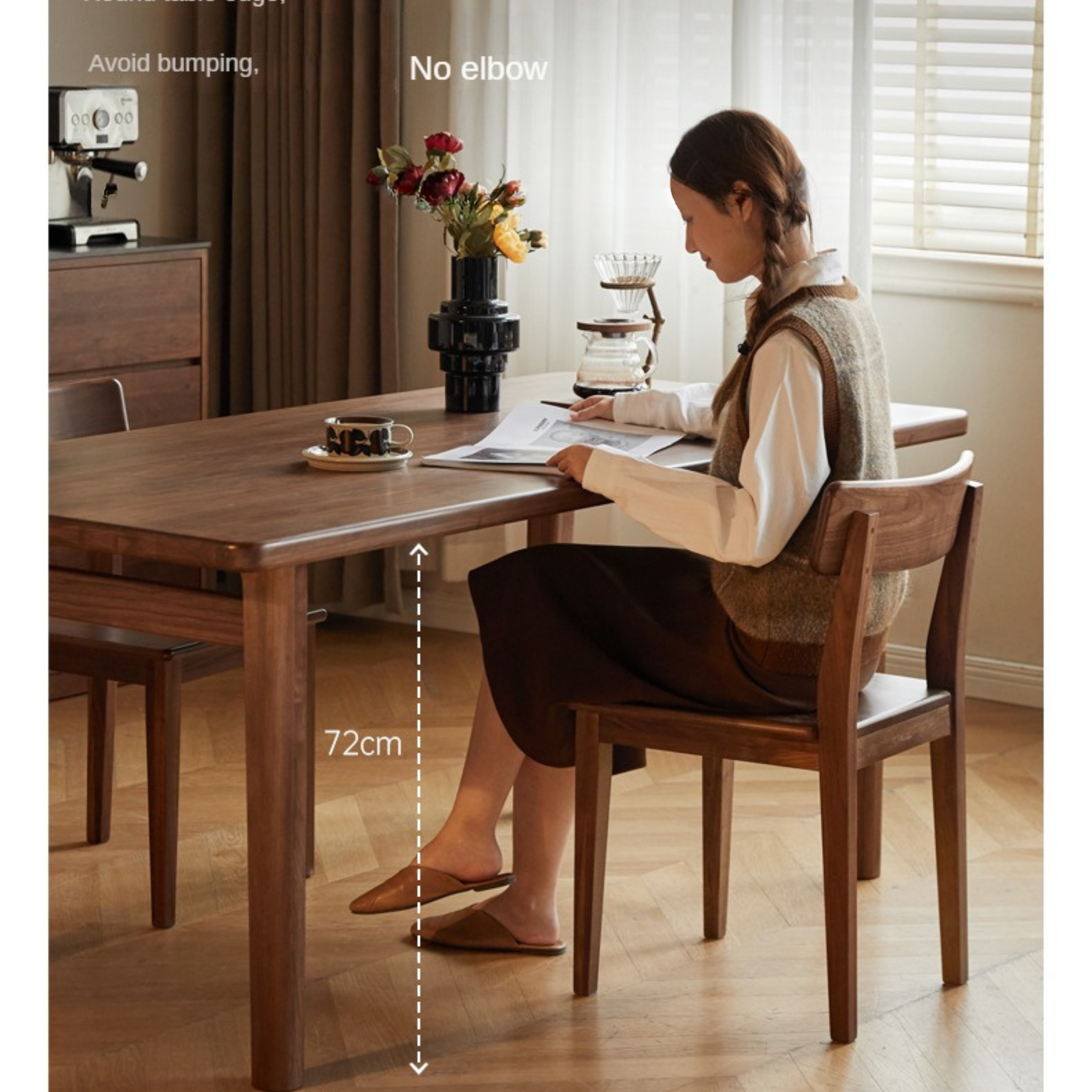 Black Walnut Solid Wood Large Board Modern Dining Table